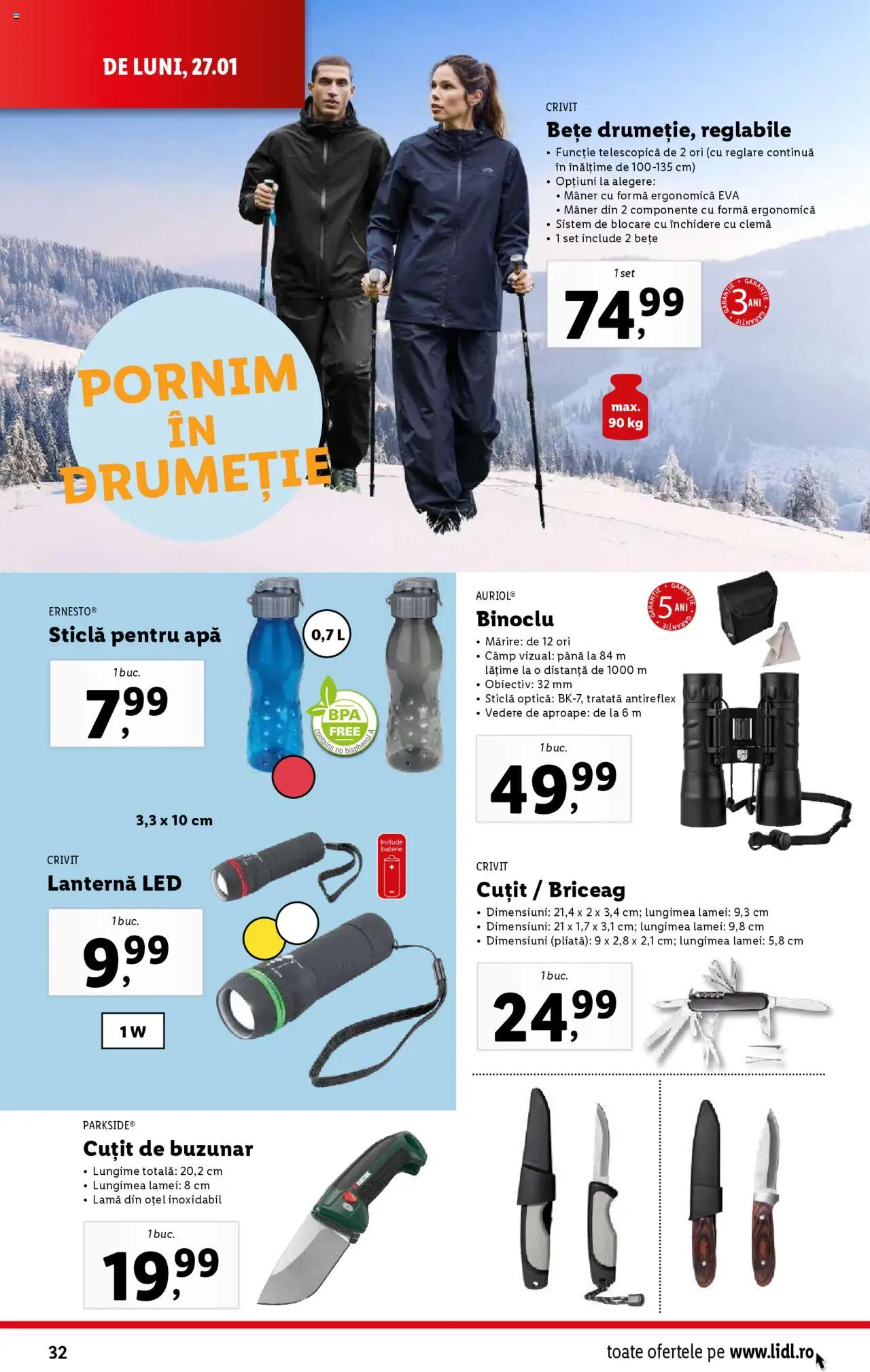 Catalog LIDL 27 Ianuarie - 2 Februarie 2025 | Pagina 32 | Produse: Mâner, Cuțit, Baterie, Apă
