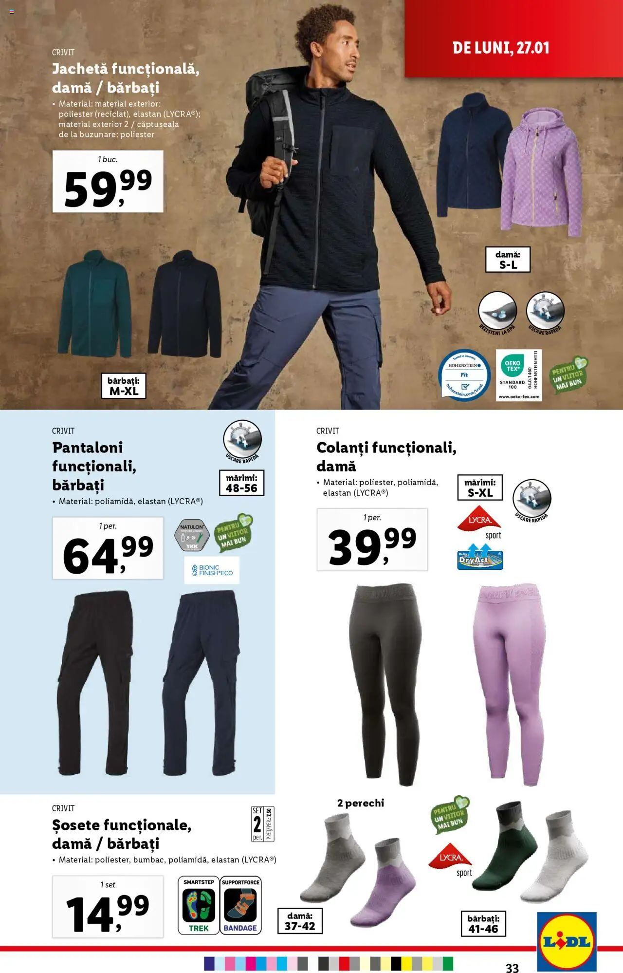 Catalog LIDL 27 Ianuarie - 2 Februarie 2025 | Pagina 33 | Produse: Jachetă, Pantaloni, Șosete, Colanți