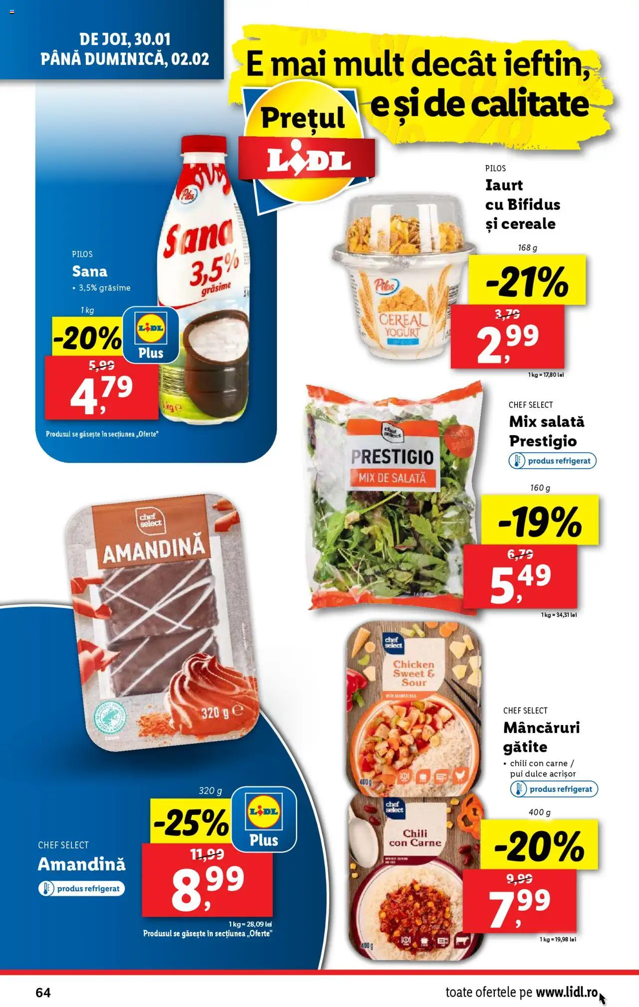 Catalog LIDL 27 Ianuarie - 2 Februarie 2025 | Pagina 64 | Produse: Amandină, Iaurt, Cereale, Salată