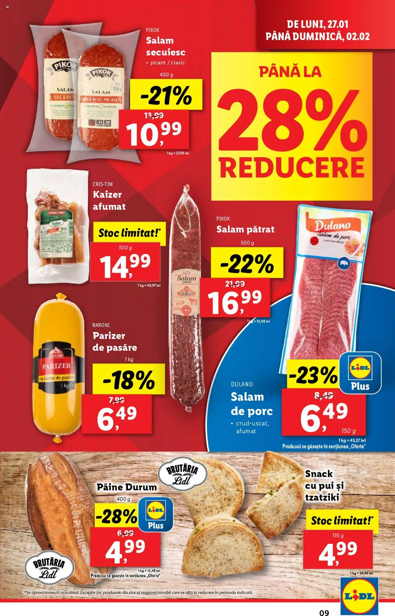 Catalog LIDL 27 Ianuarie - 2 Februarie 2025 | Pagina 9 | Produse: Pâine, Salam, Parizer