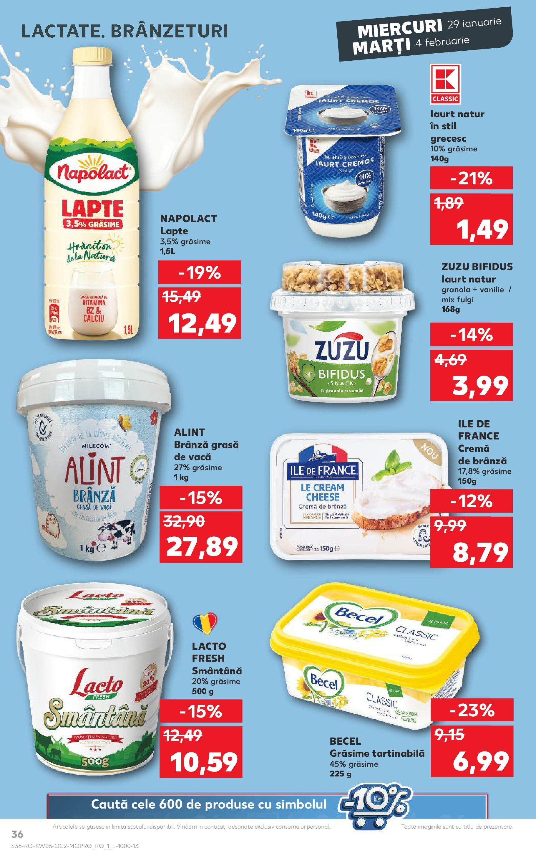 Catalog Kaufland 29 Ianuarie - 4 Februarie 2025 | Pagina 36 | Produse: Lapte, Brânză, Iaurt, Cremă de brânză