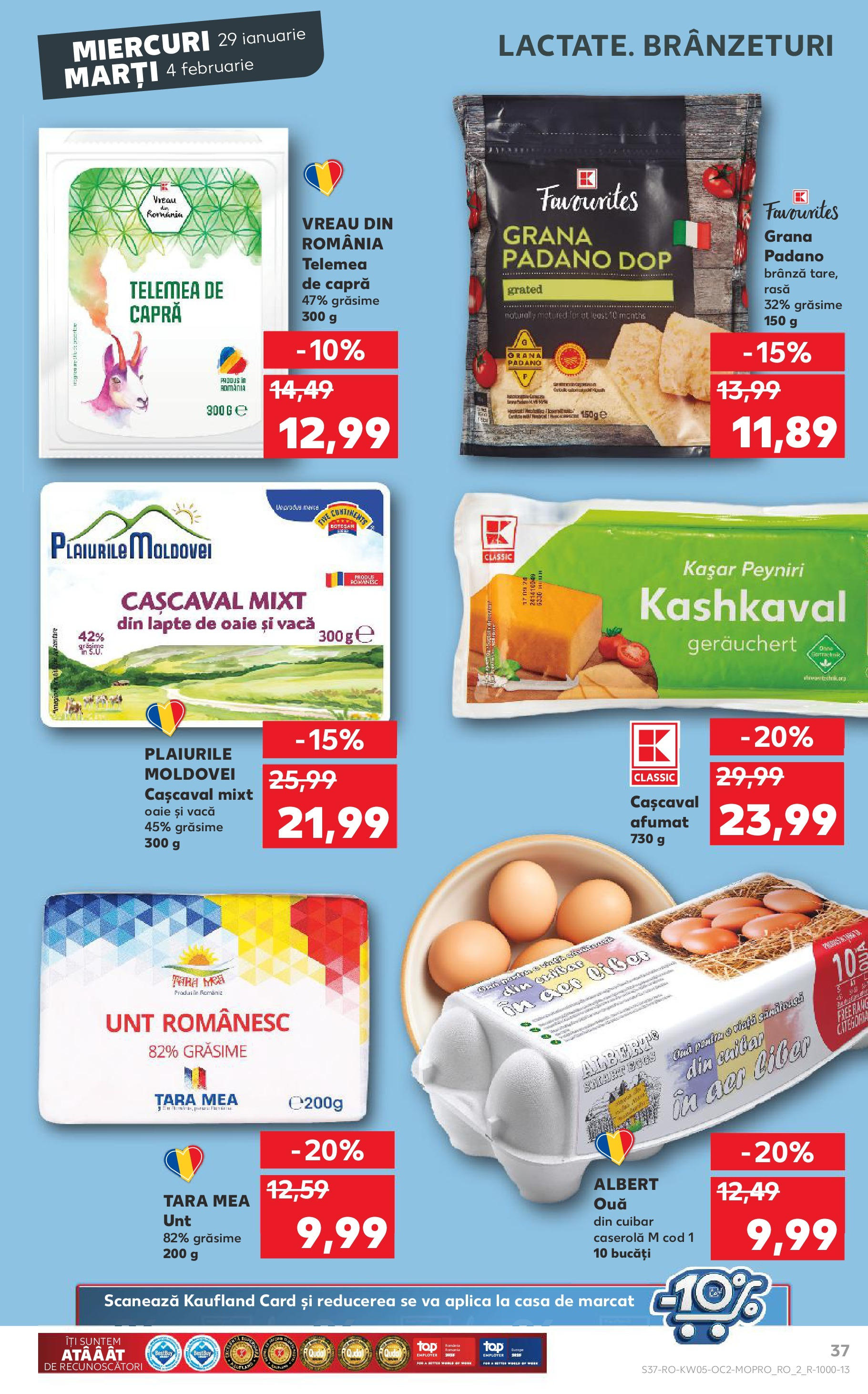 Catalog Kaufland 29 Ianuarie - 4 Februarie 2025 | Pagina 37 | Produse: Cașcaval, Lapte, Unt, Brânză