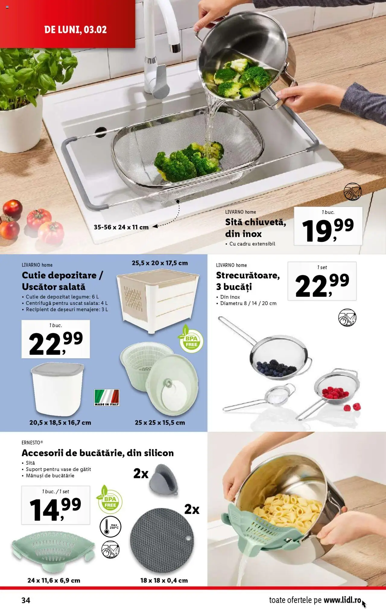 Catalog LIDL 3 - 9 Februarie 2025 | Pagina 34 | Produse: Uscător, Sită, Bucătărie, Cutie