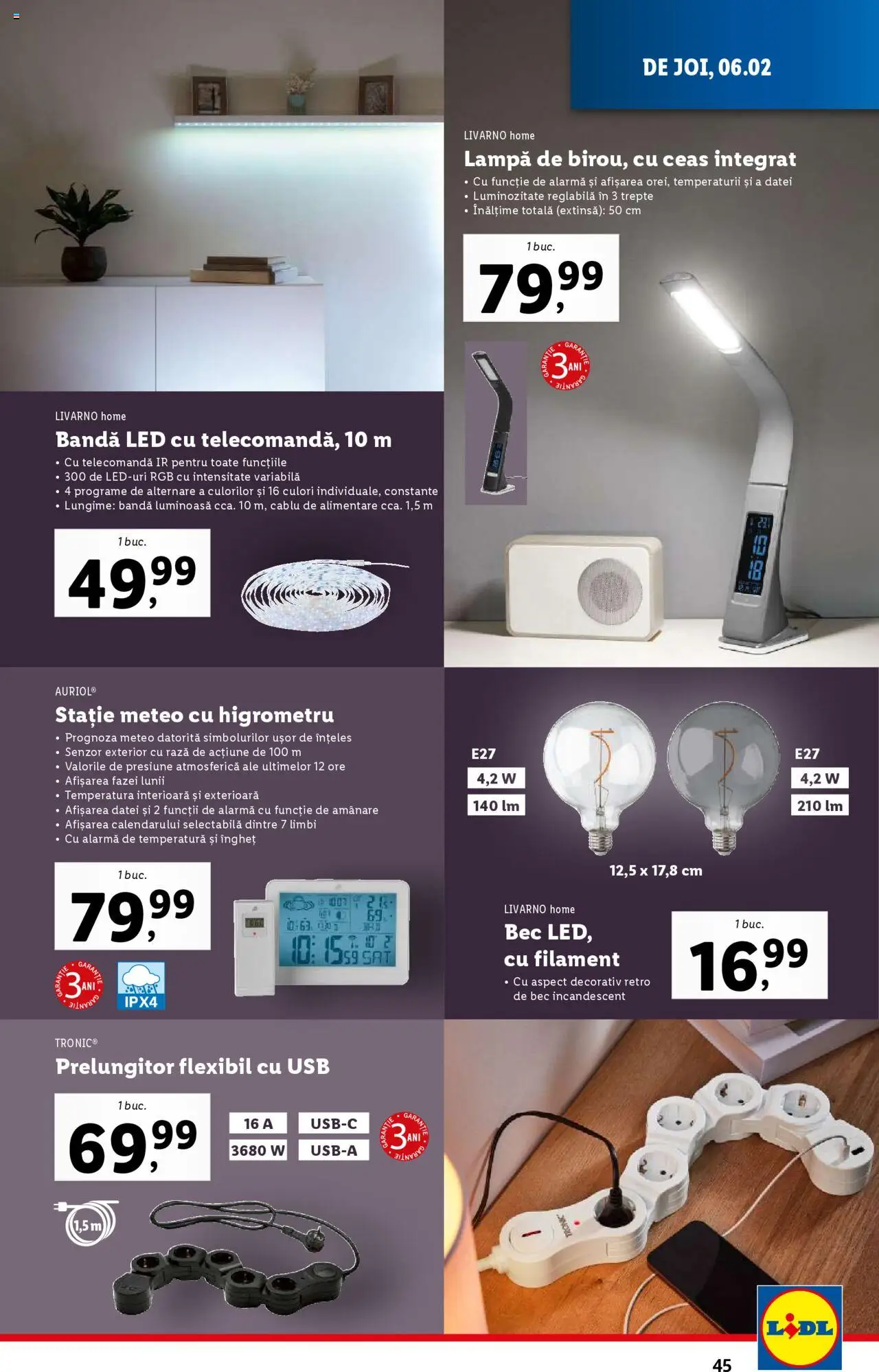 Catalog LIDL 3 - 9 Februarie 2025 | Pagina 45 | Produse: Bec, Prelungitor, Usb, Lampă