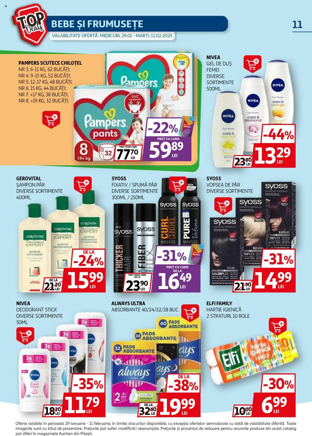 Catalog Auchan 29 Ianuarie - 11 Februarie 2025 | Pagina 11 | Produse: Șampon, Deodorant, Absorbante, Vopsea de păr