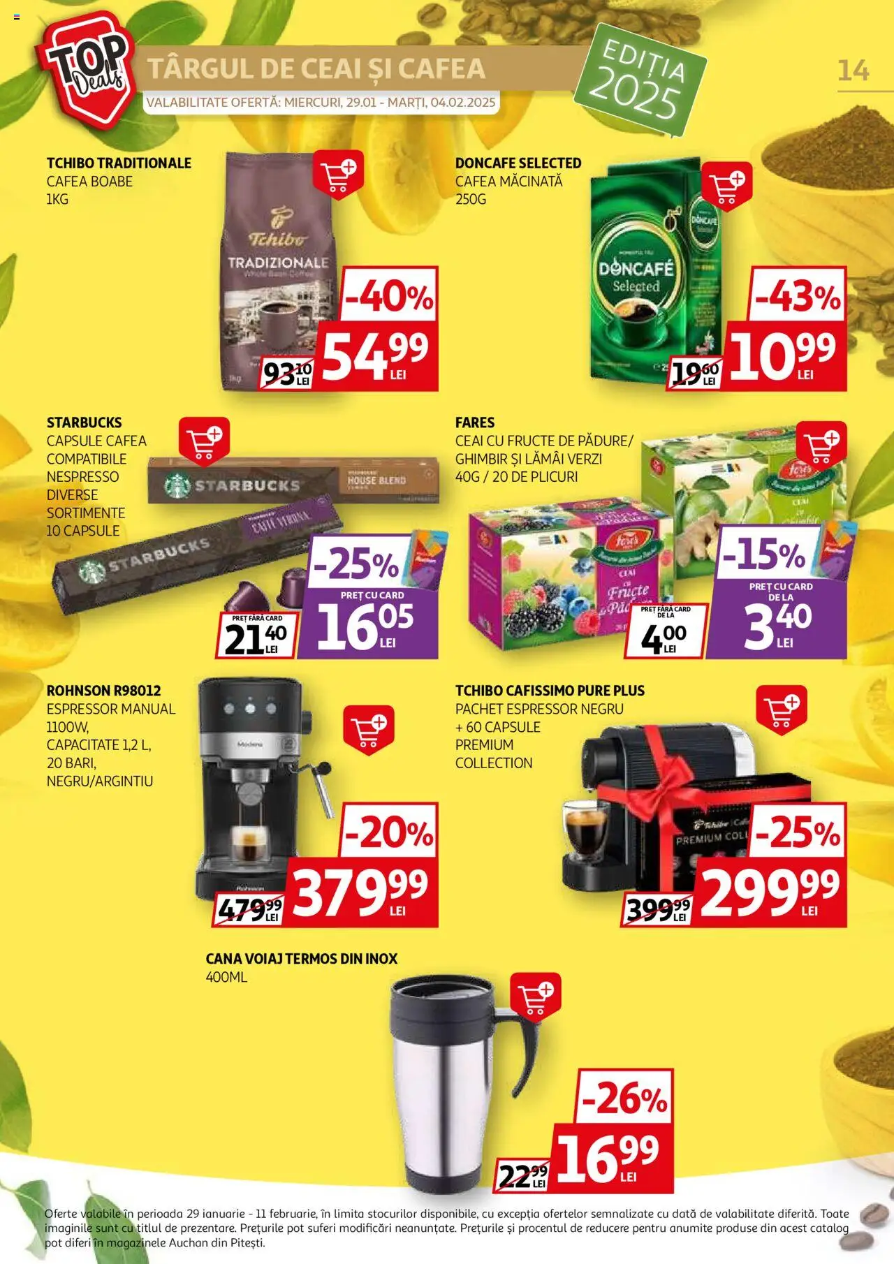 Catalog Auchan 29 Ianuarie - 11 Februarie 2025 | Pagina 14 | Produse: Espressor, Termos, Cafea, Ceai