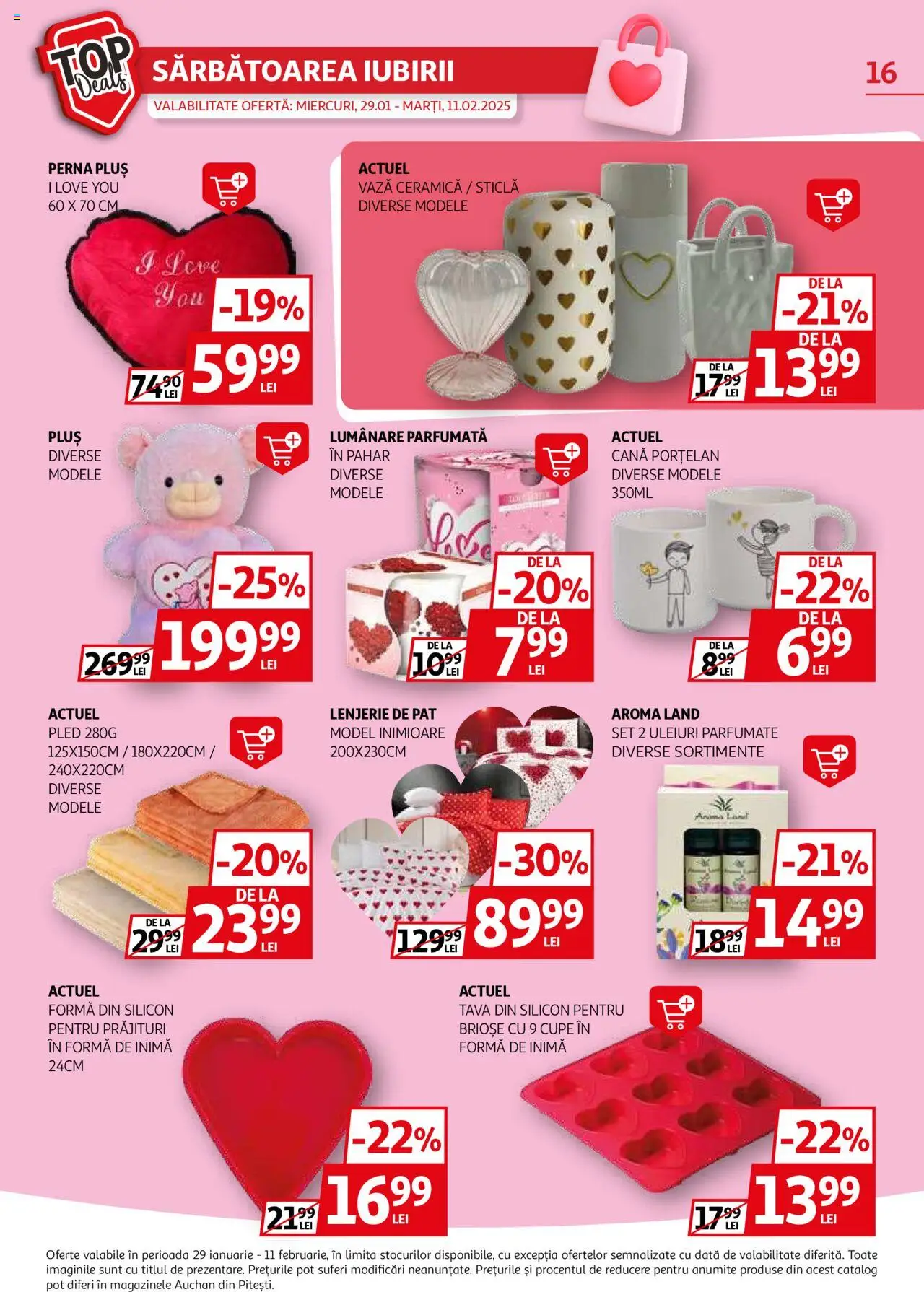 Catalog Auchan 29 Ianuarie - 11 Februarie 2025 | Pagina 16 | Produse: Lenjerie de pat, Pernă, Vază, Lumânare