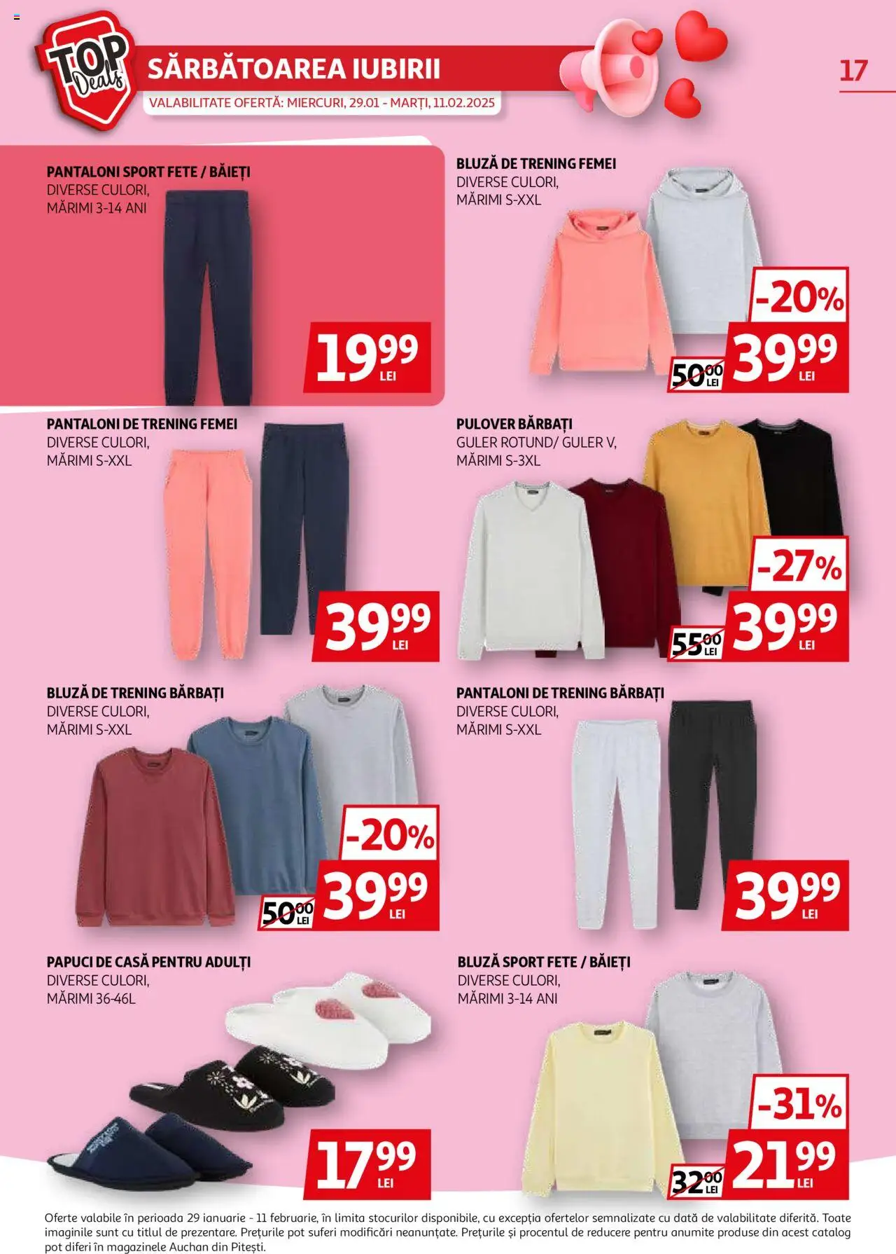 Catalog Auchan 29 Ianuarie - 11 Februarie 2025 | Pagina 17 | Produse: Trening, Bluză, Pulover, Papuci