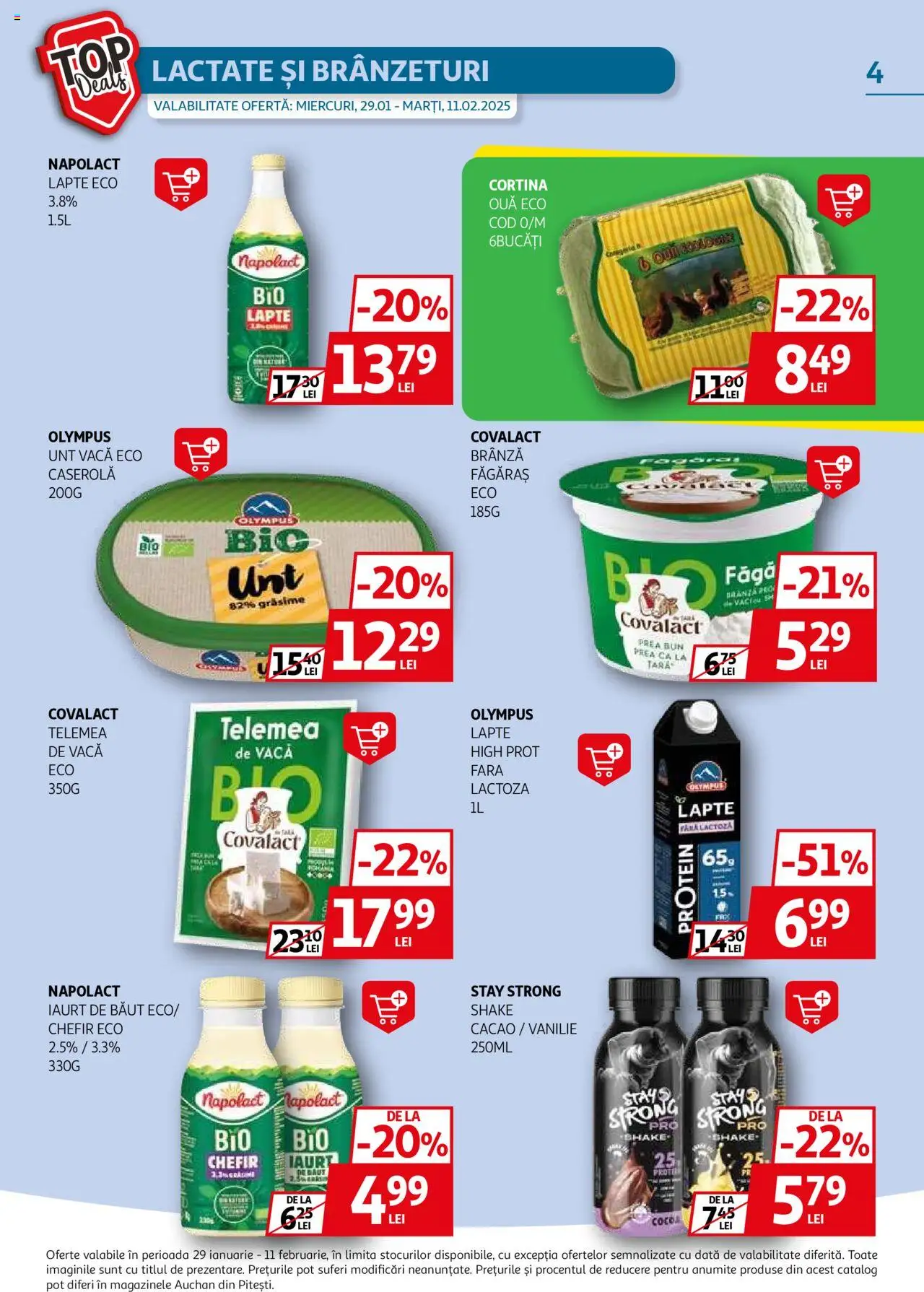 Catalog Auchan 29 Ianuarie - 11 Februarie 2025 | Pagina 4 | Produse: Brânză, Iaurt, Cacao, Shake