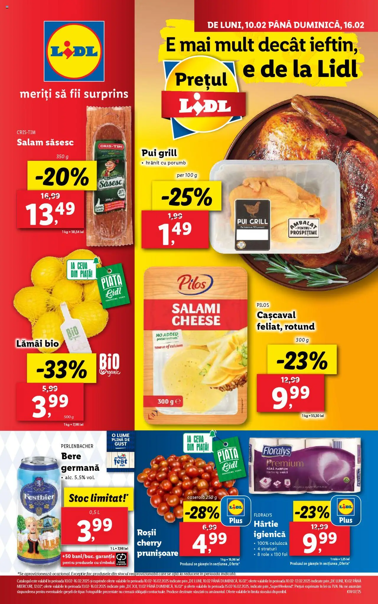 Catalog LIDL 10 - 16 Februarie 2025 | Pagina 1 | Produse: Role, Salam, Bere, Porumb