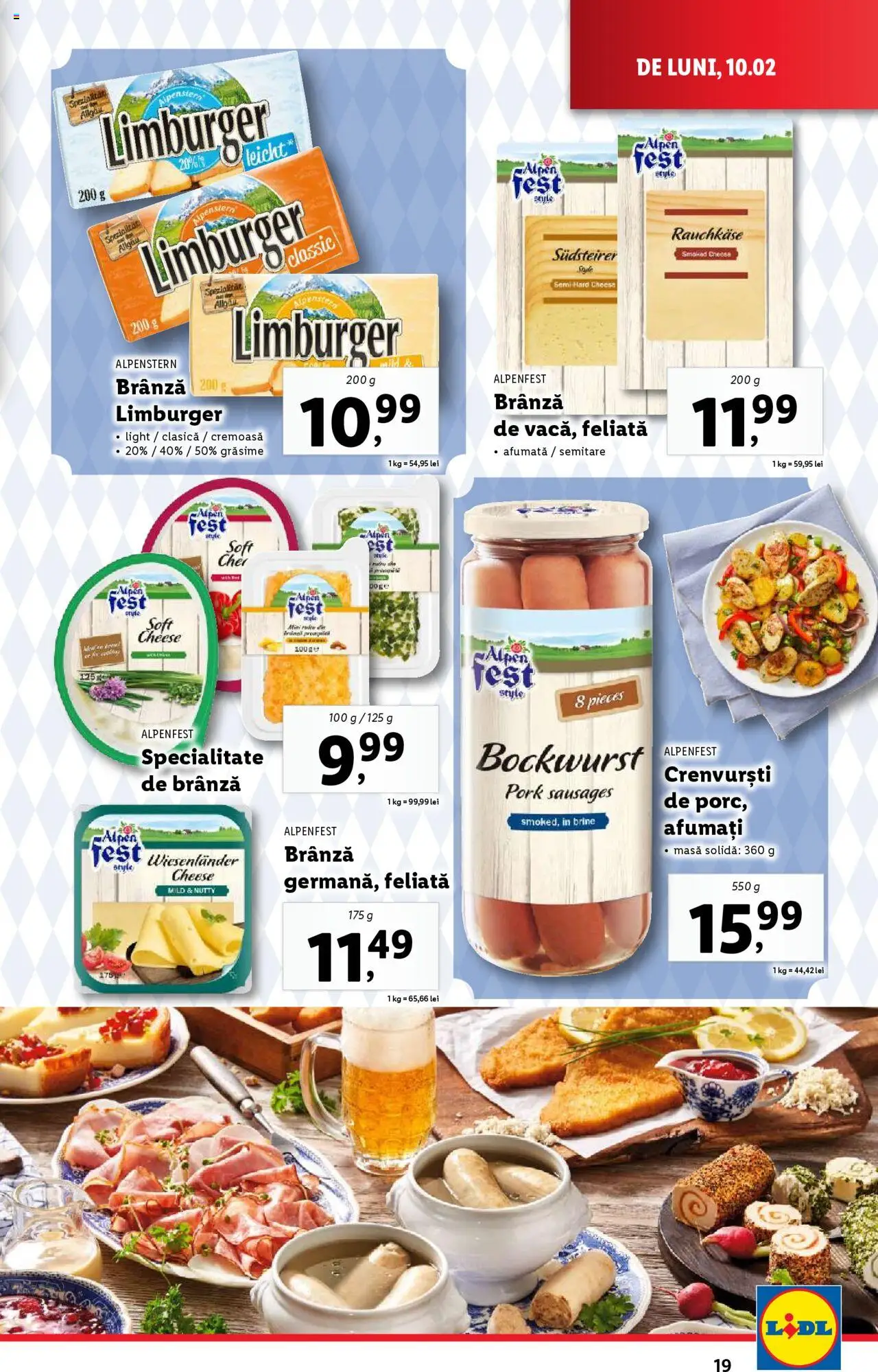 Catalog LIDL 10 - 16 Februarie 2025 | Pagina 19 | Produse: Masă, Crenvurști, Brânză