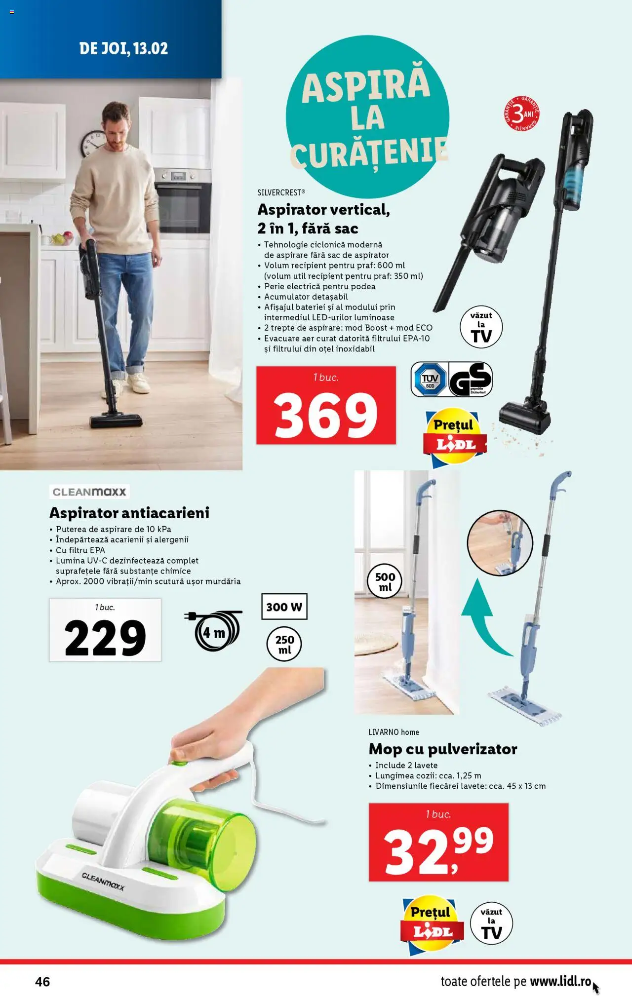 Catalog LIDL 10 - 16 Februarie 2025 | Pagina 46 | Produse: Aspirator, Mop, Perie, Lavete