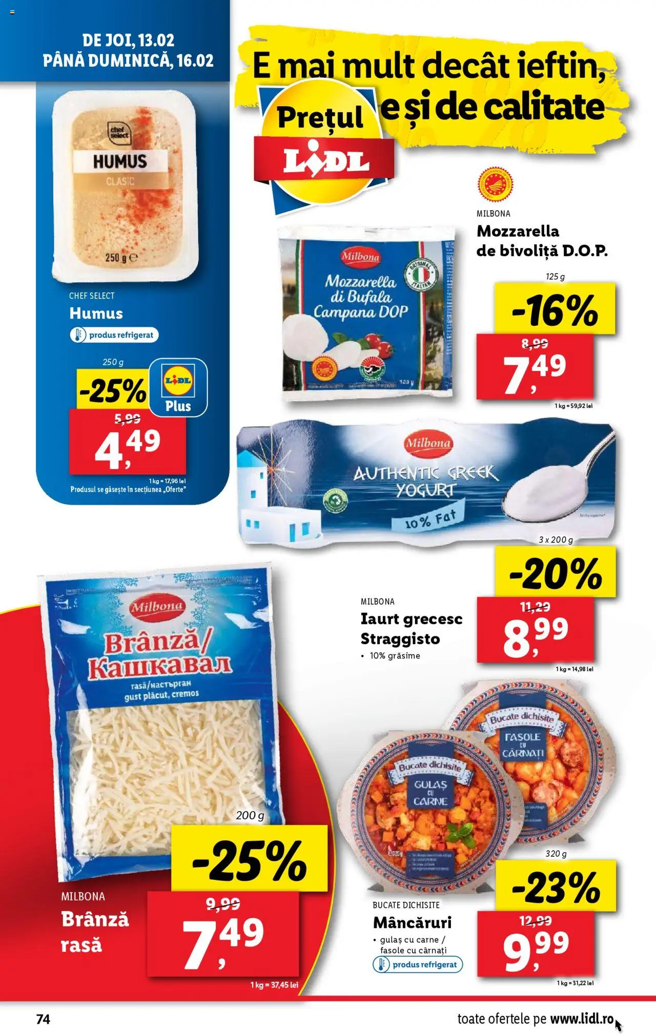 Catalog LIDL 10 - 16 Februarie 2025 | Pagina 74 | Produse: Brânză, Iaurt, Gulaș, Humus