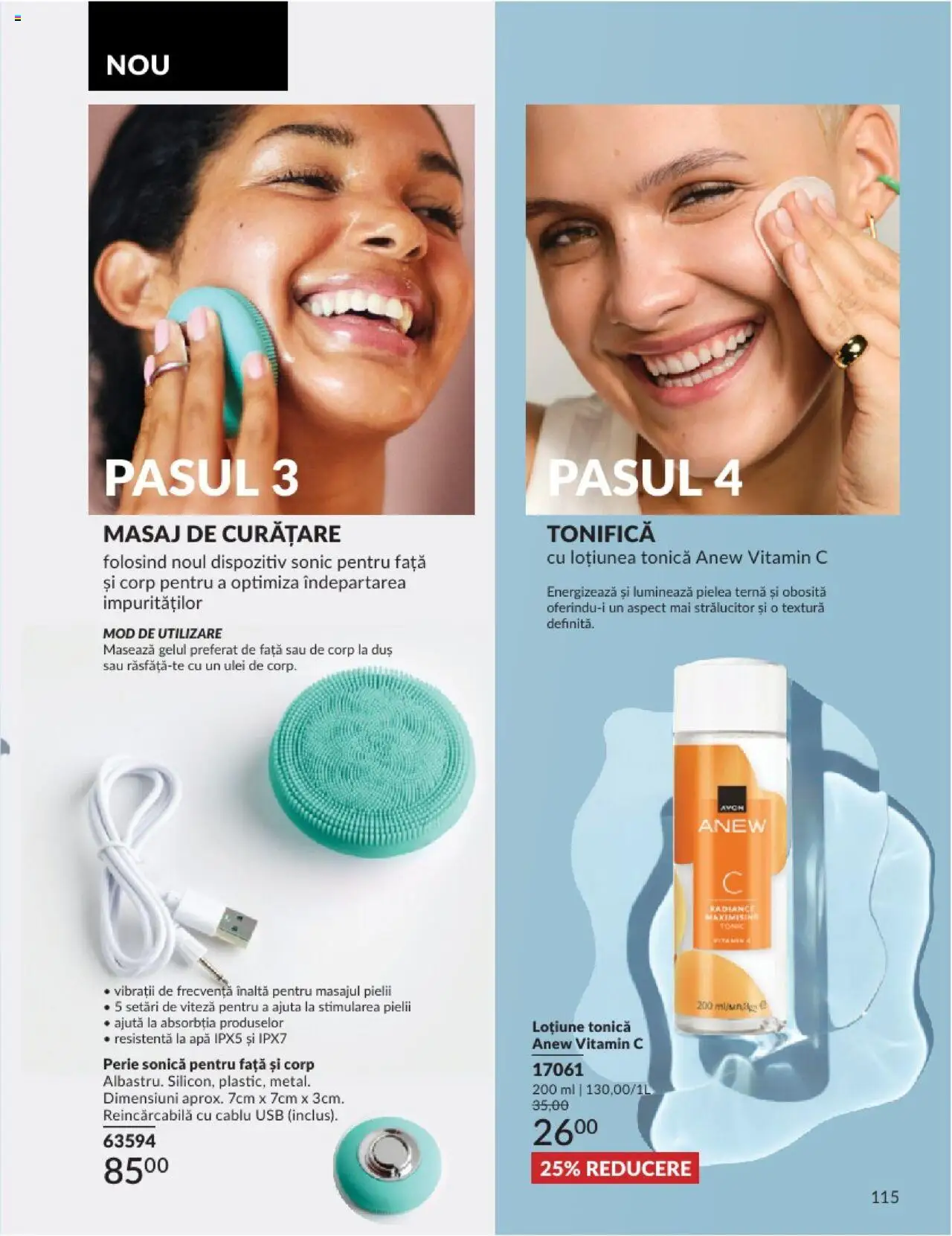 Catalog Avon 1 - 28 Februarie 2025 | Pagina 115 | Produse: Loțiune tonică, Perie, Ulei, Apă