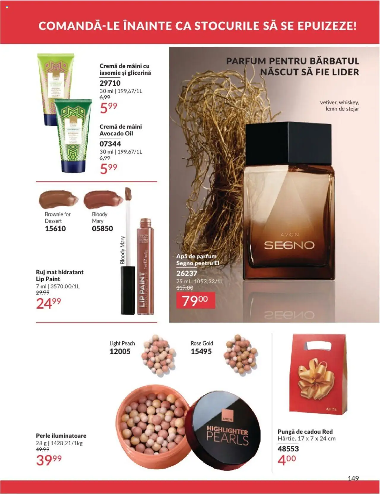 Catalog Avon 1 - 28 Februarie 2025 | Pagina 149 | Produse: Apă de parfum, Perle iluminatoare, Cremă, Cremă de mâini