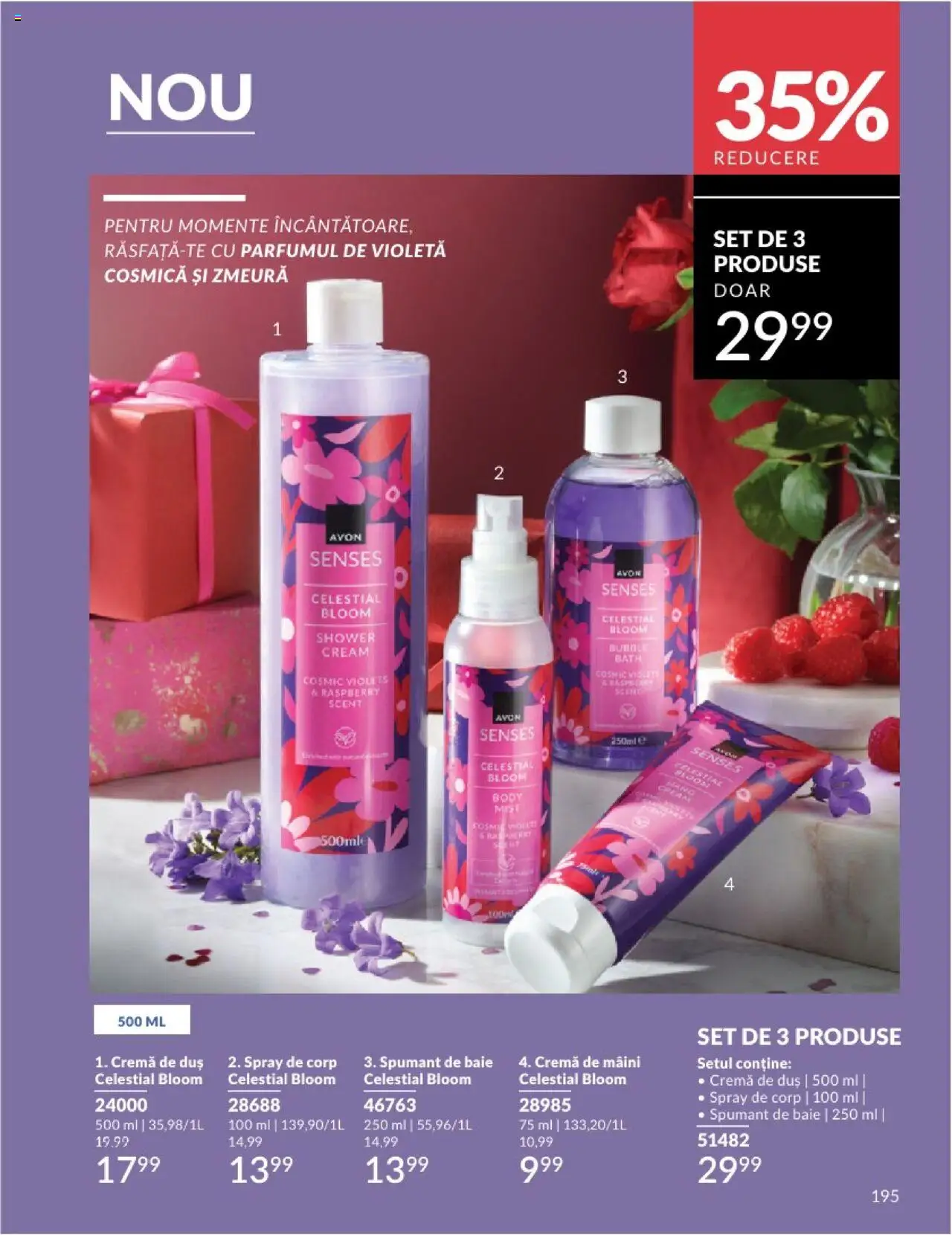 Catalog Avon 1 - 28 Februarie 2025 | Pagina 195 | Produse: Zmeură, Duș, Cremă, Spumant de baie