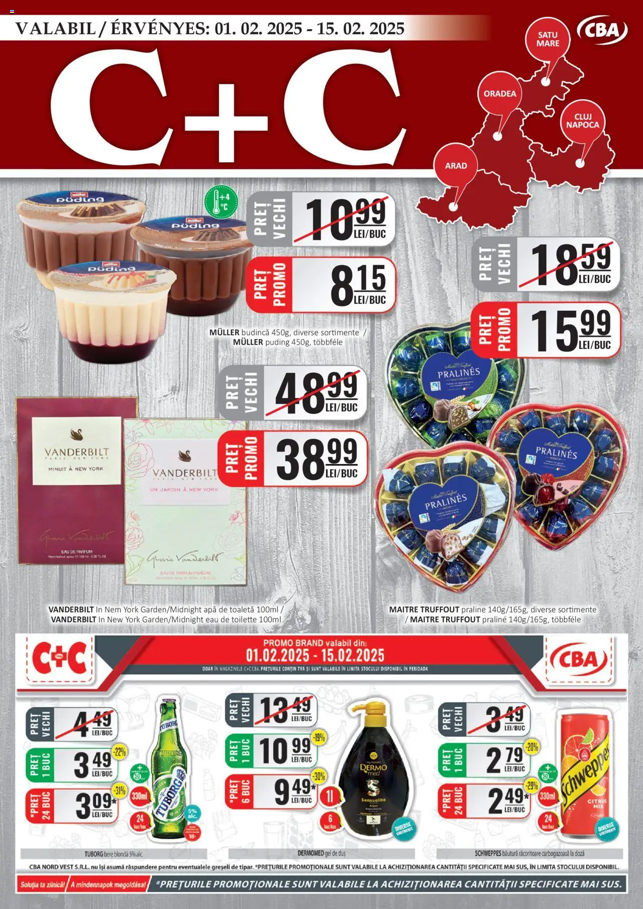 Catalog CBA 1 - 15 Februarie 2025 | Pagina 1 | Produse: Praline, Bere, Gel de duș, Apă