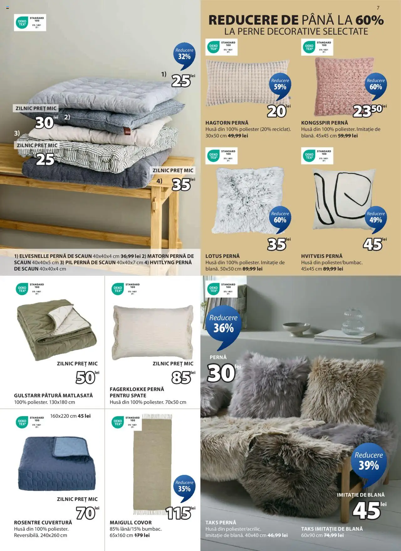 Catalog JYSK 5 Februarie - 6 Martie 2025 | Pagina 7 | Produse: Cuvertură, Pernă scaun, Scaun, Covor