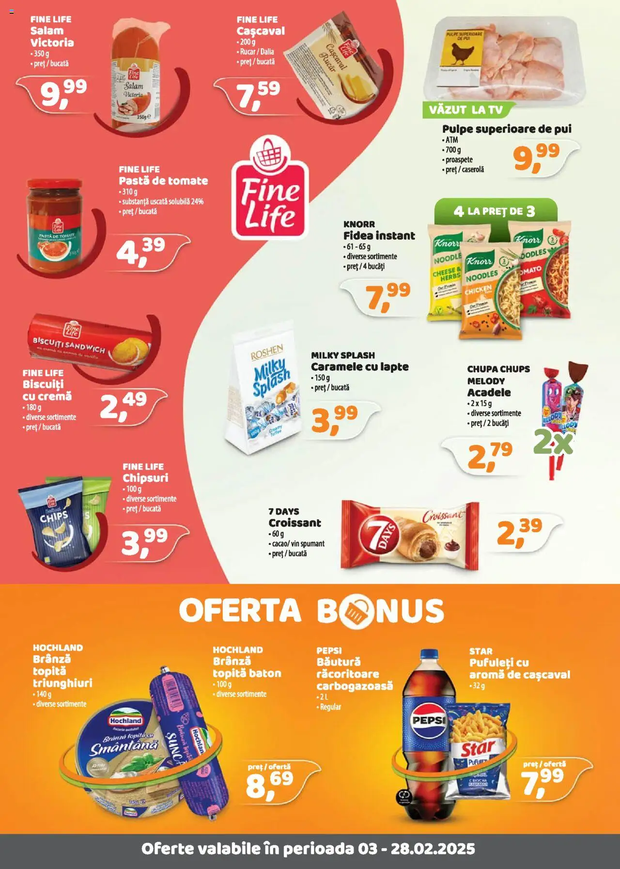Catalog La Doi Pași 3 - 28 Februarie 2025 | Pagina 2 | Produse: Salam, Chipsuri, Smântână, Caramele