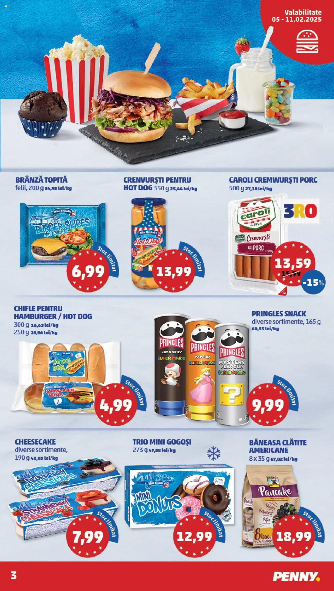 Catalog PENNY Market 5 - 11 Februarie 2025 | Pagina 3 | Produse: Crenvurști, Clătite, Brânză, Burger