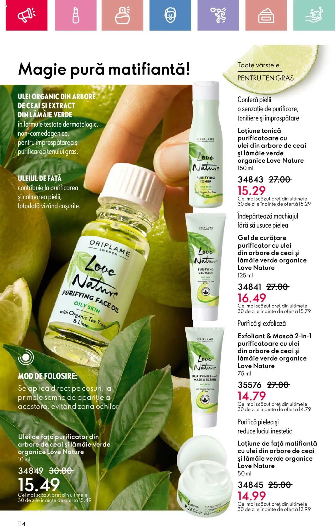 Catalog Oriflame 2 - 22 Martie 2025 | Pagina 114 | Produse: Exfoliant, Gel de curățare, Scrub, Ceai