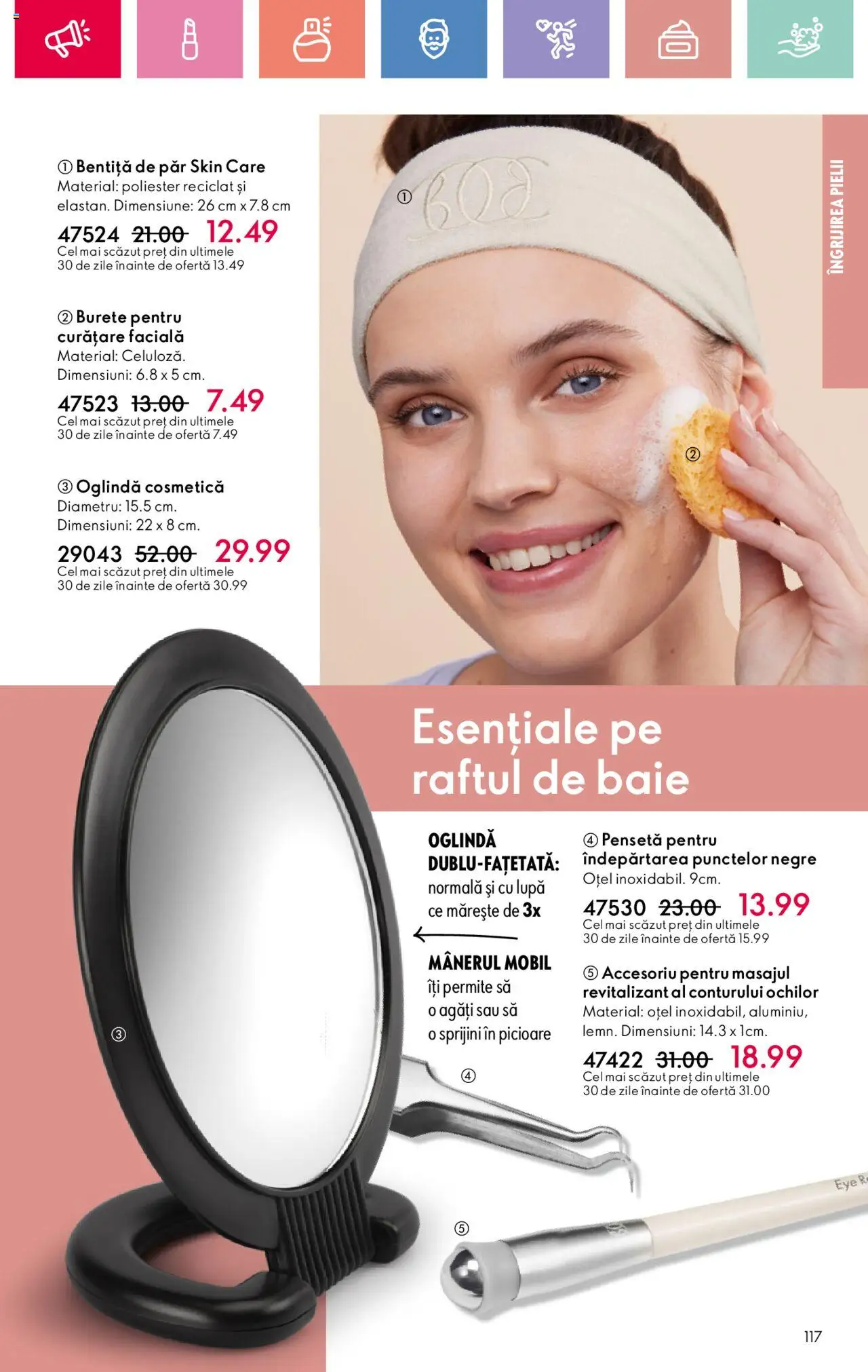 Catalog Oriflame 2 - 22 Martie 2025 | Pagina 117 | Produse: Bentiță de păr, Pensetă, Oglindă, Burete