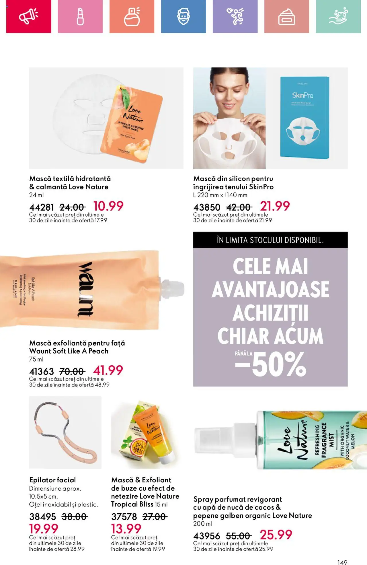 Catalog Oriflame 2 - 22 Martie 2025 | Pagina 149 | Produse: Pepene Galben, Exfoliant, Epilator, Apă