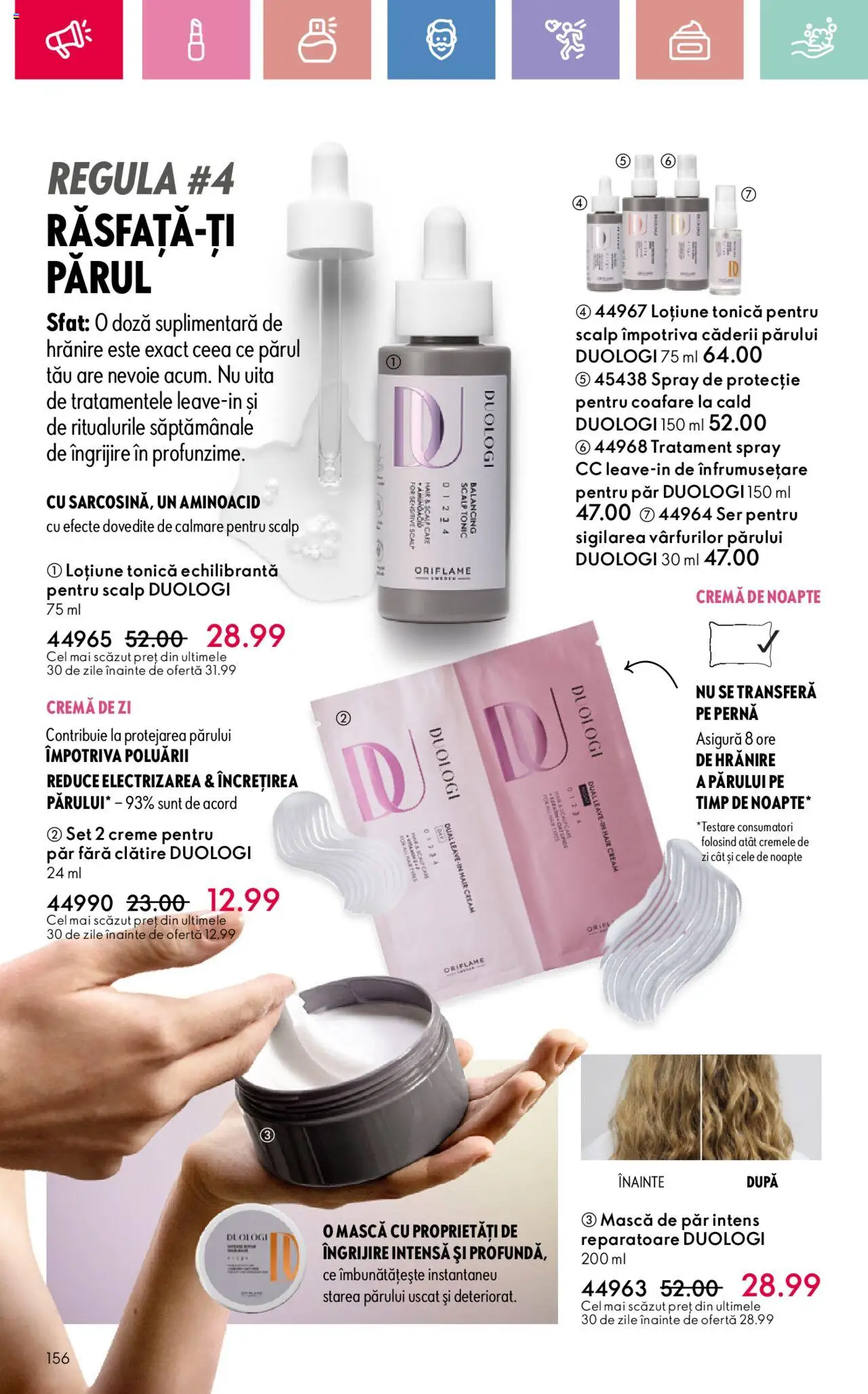 Catalog Oriflame 2 - 22 Martie 2025 | Pagina 156 | Produse: Cremă de zi, Cremă de noapte, Pernă, Mască de păr