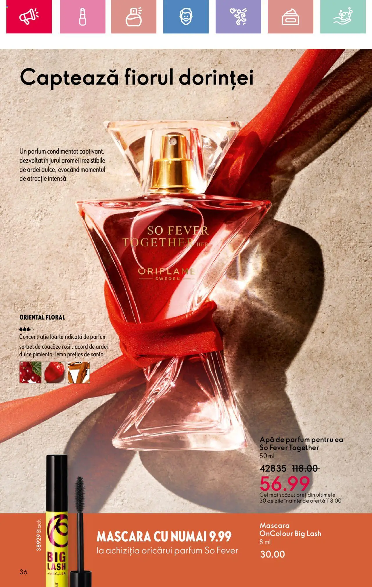 Catalog Oriflame 2 - 22 Martie 2025 | Pagina 36 | Produse: Apă de parfum, Ardei, Mascara, Apă