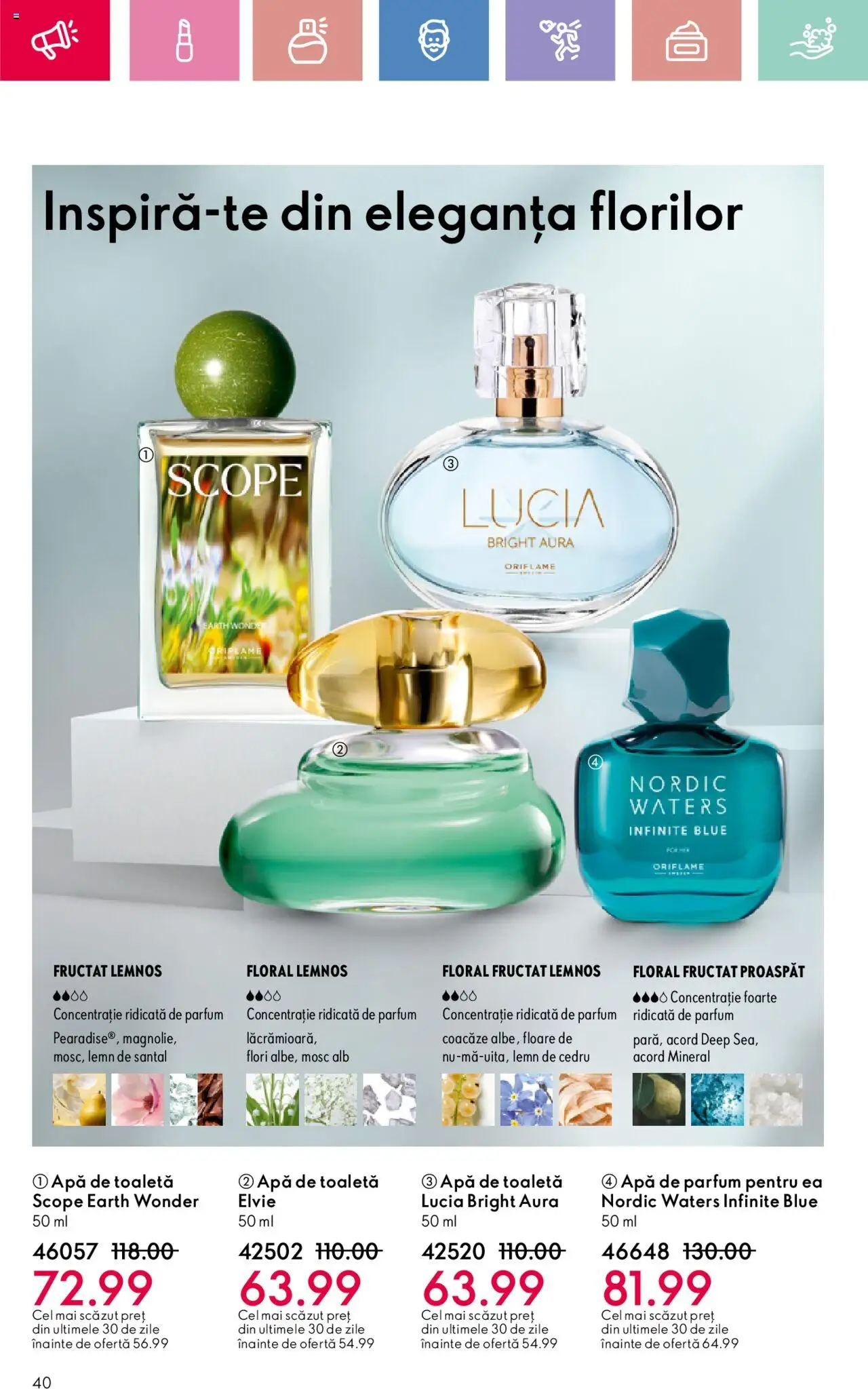 Catalog Oriflame 2 - 22 Martie 2025 | Pagina 40 | Produse: Toaletă, Parfum, Apă de toaletă, Apă