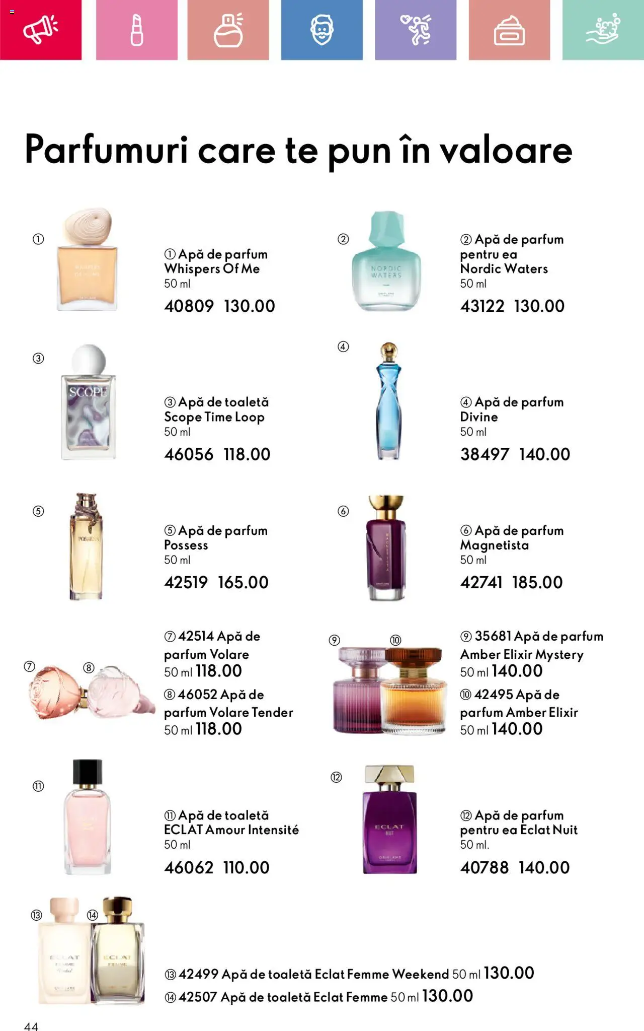 Catalog Oriflame 2 - 22 Martie 2025 | Pagina 44 | Produse: Toaletă, Parfum, Apă de toaletă, Apă