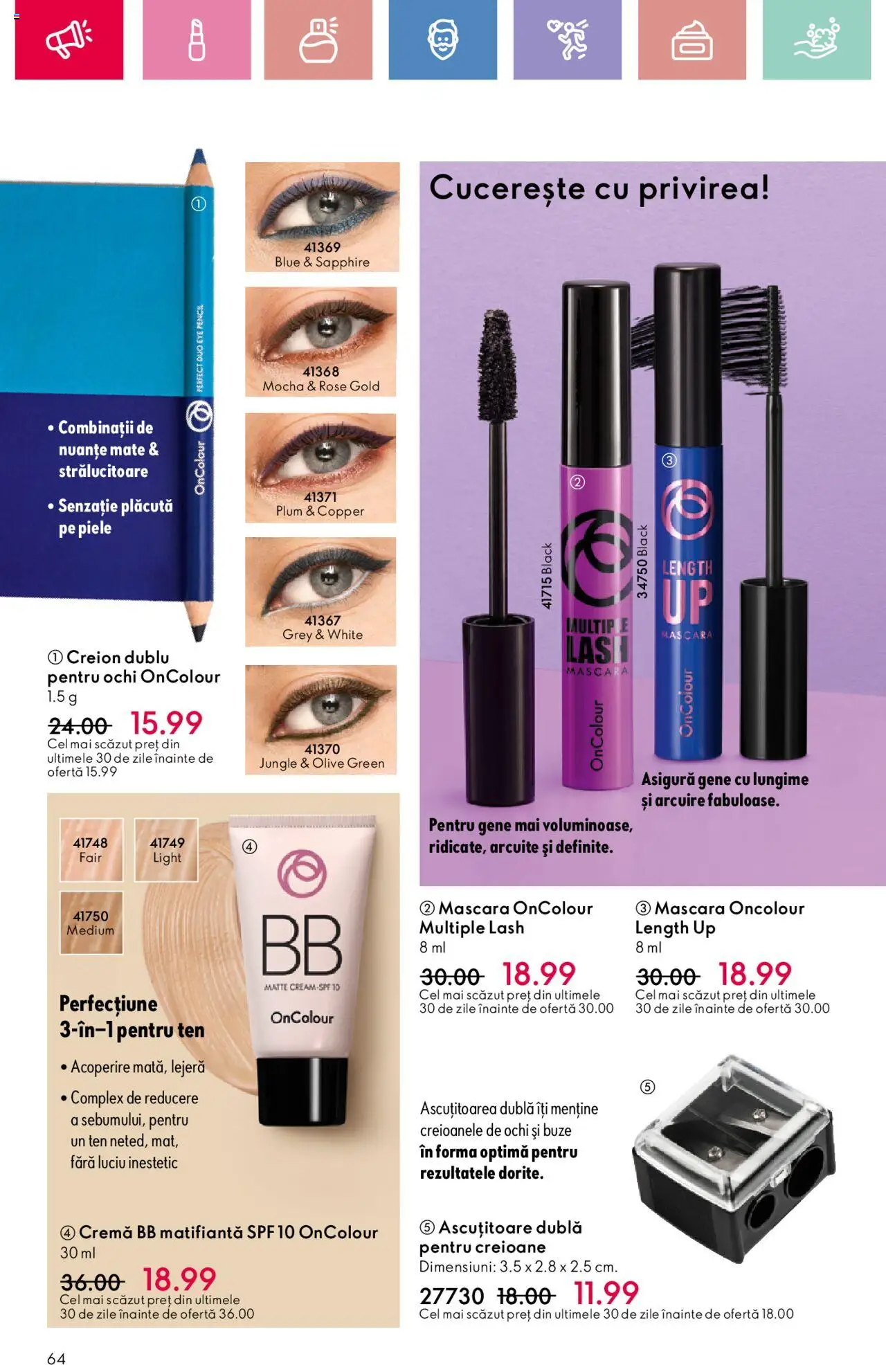 Catalog Oriflame 2 - 22 Martie 2025 | Pagina 64 | Produse: Ascuțitoare, Mascara, Cremă