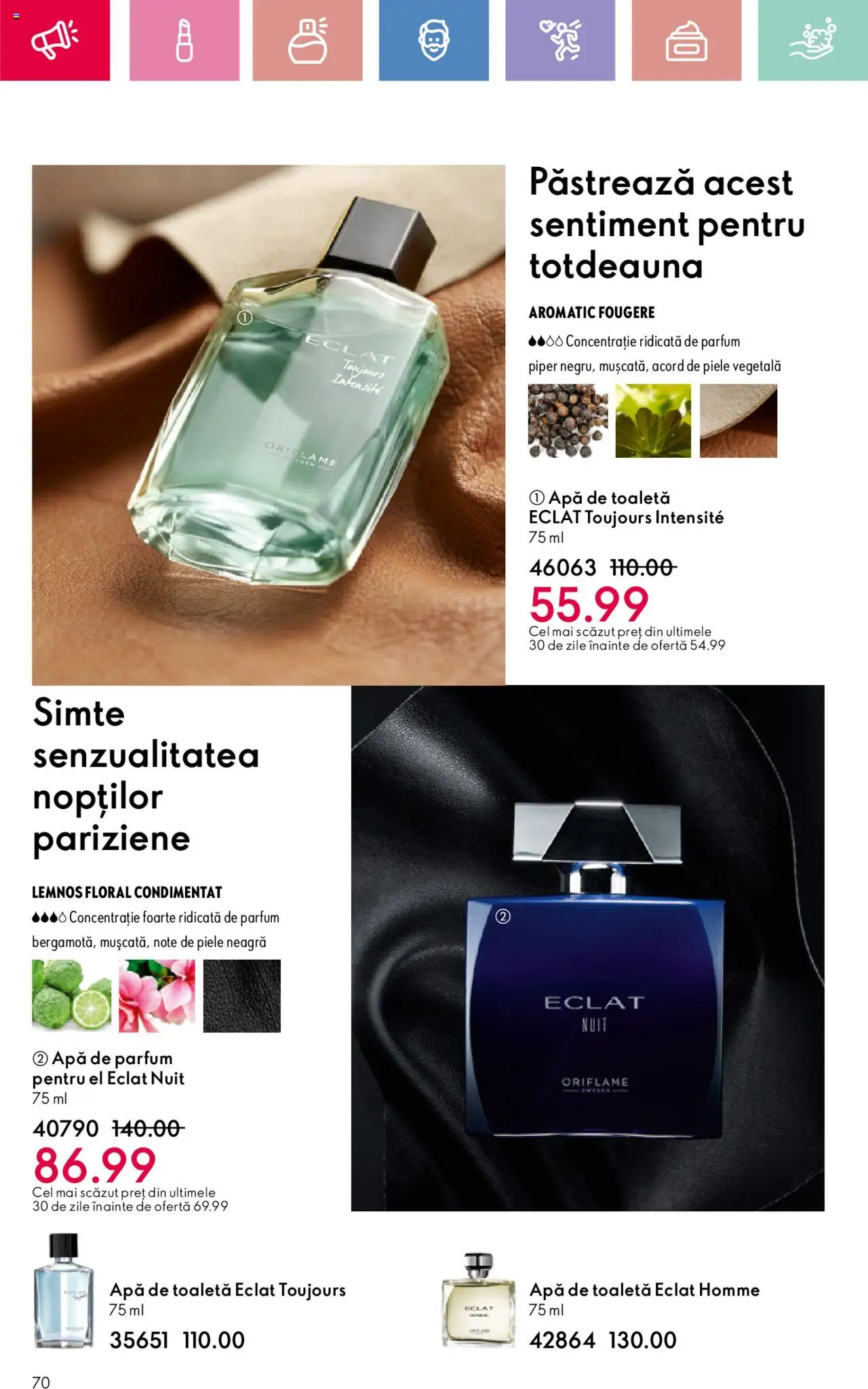 Catalog Oriflame 2 - 22 Martie 2025 | Pagina 70 | Produse: Apă de parfum, Parfum, Apă de toaletă, Apă