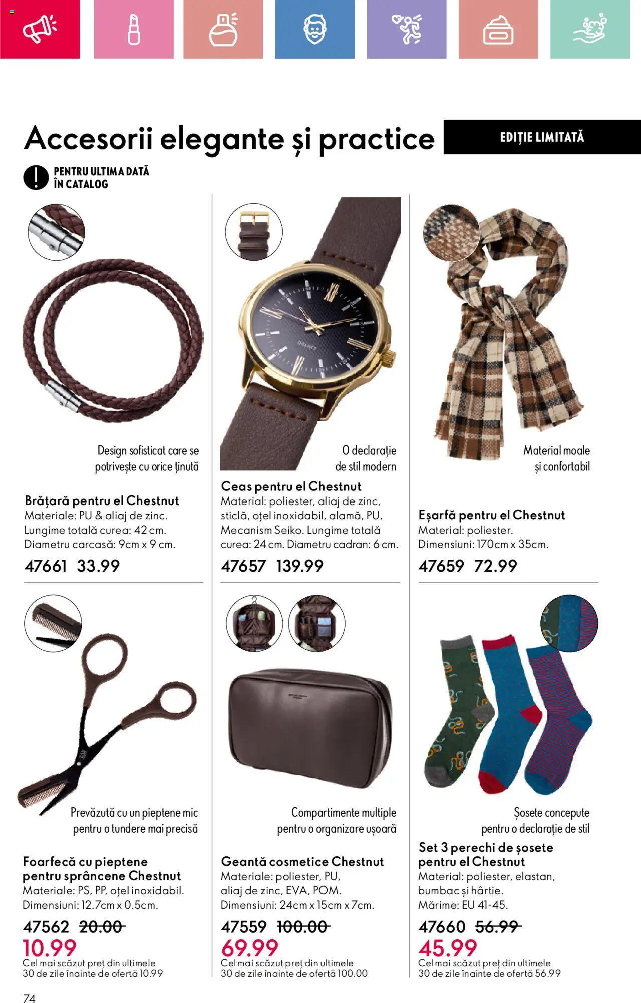 Catalog Oriflame 2 - 22 Martie 2025 | Pagina 74 | Produse: Eșarfă, Ceas, Brățară, Șosete