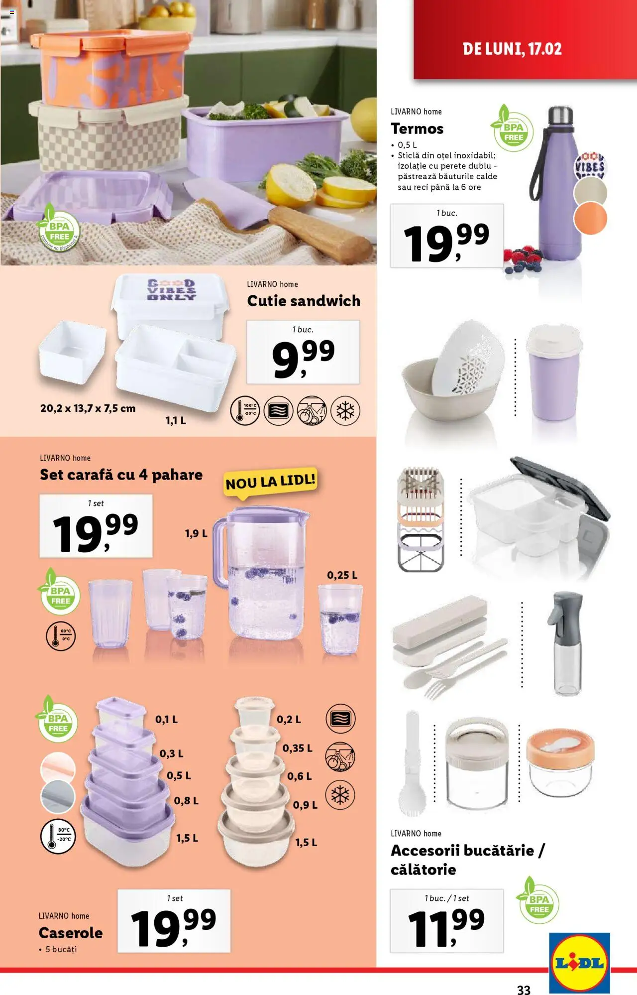 Catalog LIDL 17 - 23 Februarie 2025 | Pagina 33 | Produse: Accesorii bucătărie, Bucătărie, Termos, Cutie