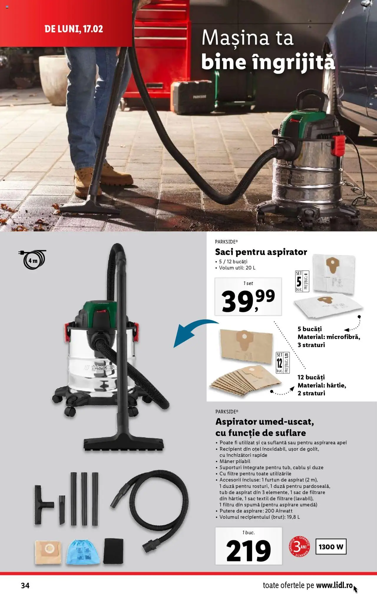 Catalog LIDL 17 - 23 Februarie 2025 | Pagina 34 | Produse: Cablu, Suflantă, Aspirator