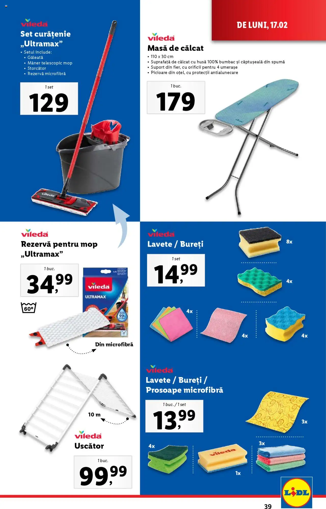 Catalog LIDL 17 - 23 Februarie 2025 | Pagina 39 | Produse: Uscător, Masă, Lavete, Masă de călcat