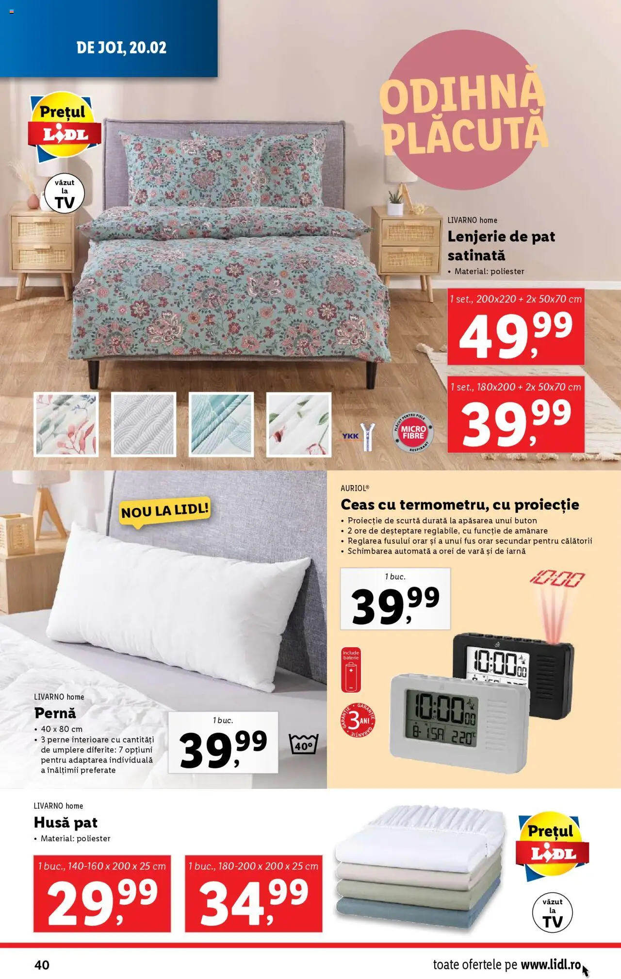 Catalog LIDL 17 - 23 Februarie 2025 | Pagina 40 | Produse: Ceas, Pat, Lenjerie de pat, Pernă