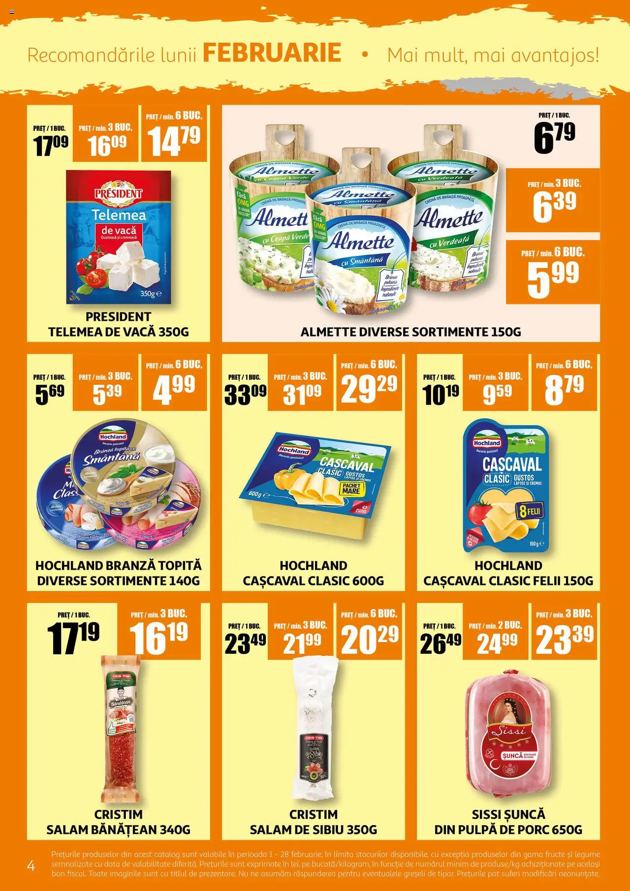 Catalog Auchan 1 - 28 Februarie 2025 | Pagina 4 | Produse: Salam, Șuncă, Cremă de brânză, Ceapă