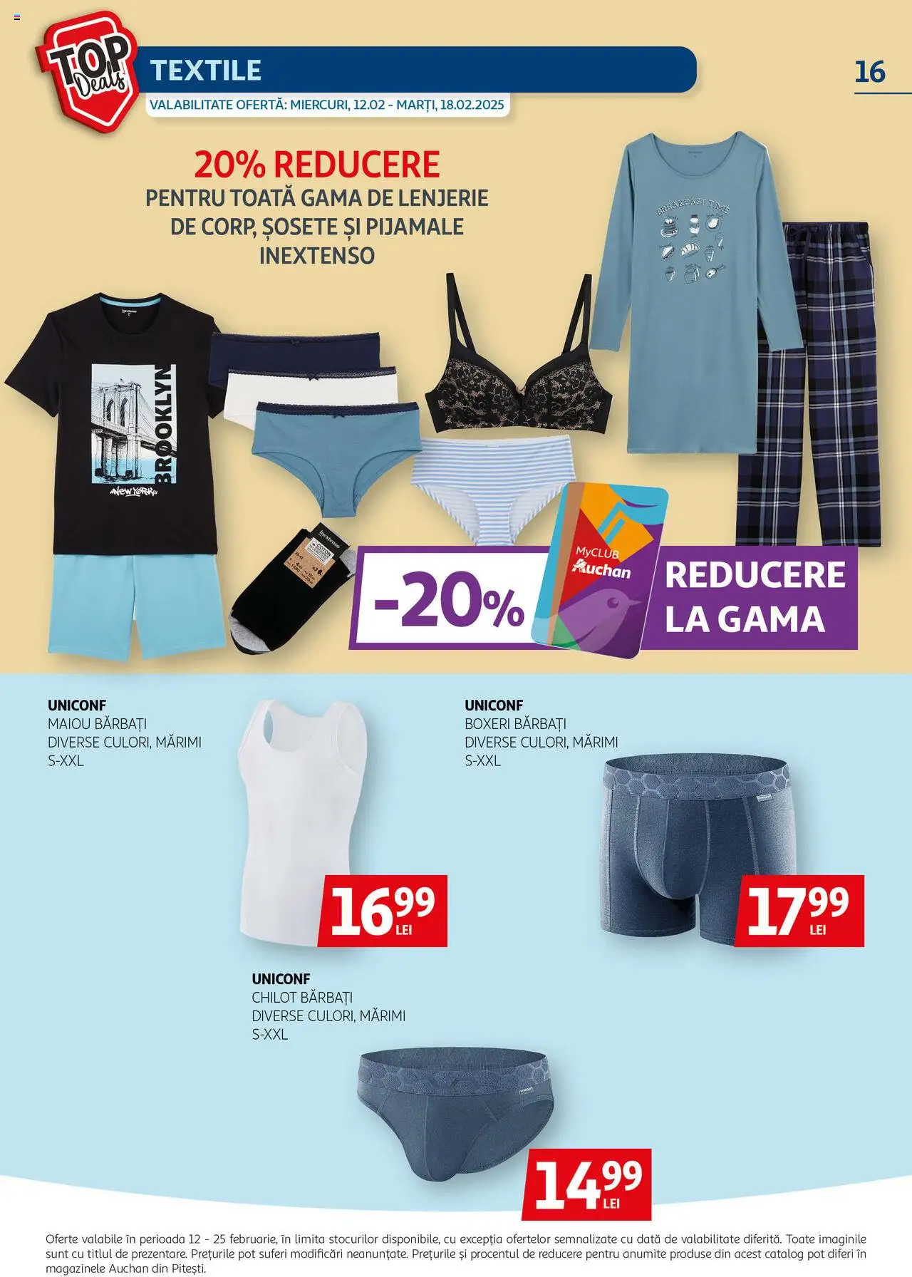 Catalog Auchan 12 - 25 Februarie 2025 | Pagina 16 | Produse: Maiou, Șosete, Pijamale, Boxeri