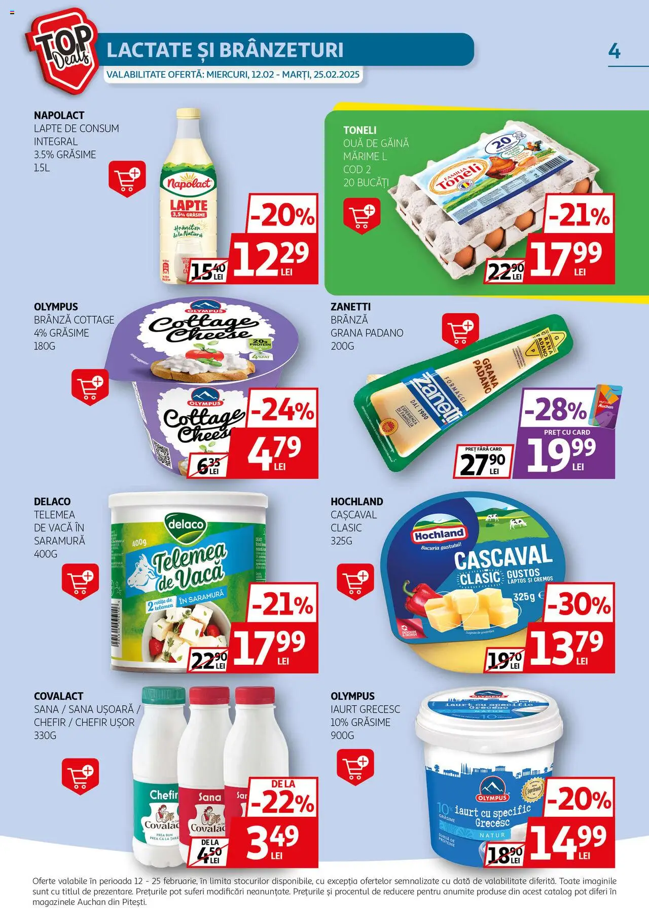 Catalog Auchan 12 - 25 Februarie 2025 | Pagina 4 | Produse: Light Kedi Konservesi, Lapte, Iaurt, Ouă