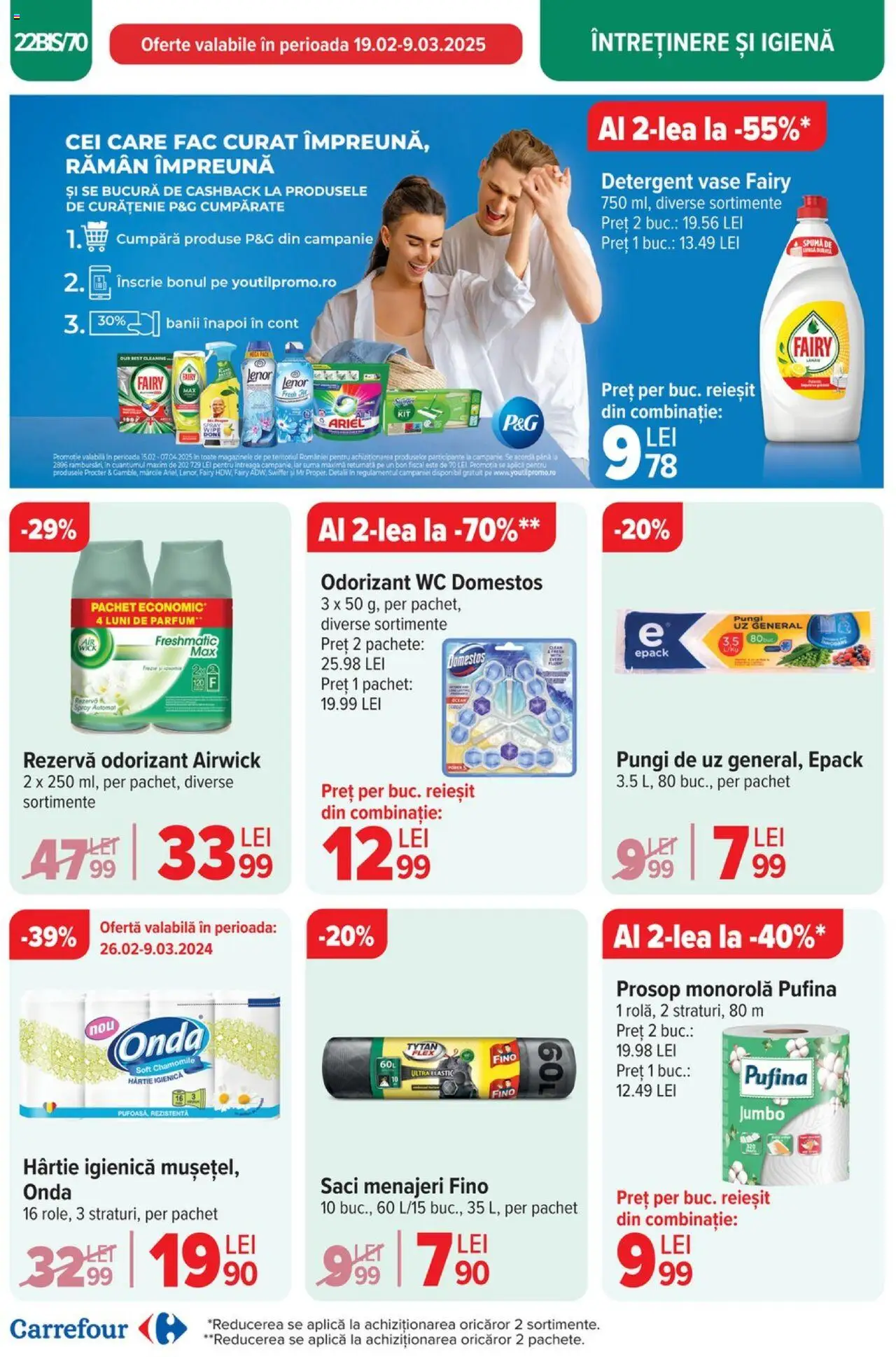 Catalog Carrefour 19 - 25 Februarie 2025 | Pagina 22 | Produse: Prosop monorolă, Saci menajeri, Parfum, Detergent