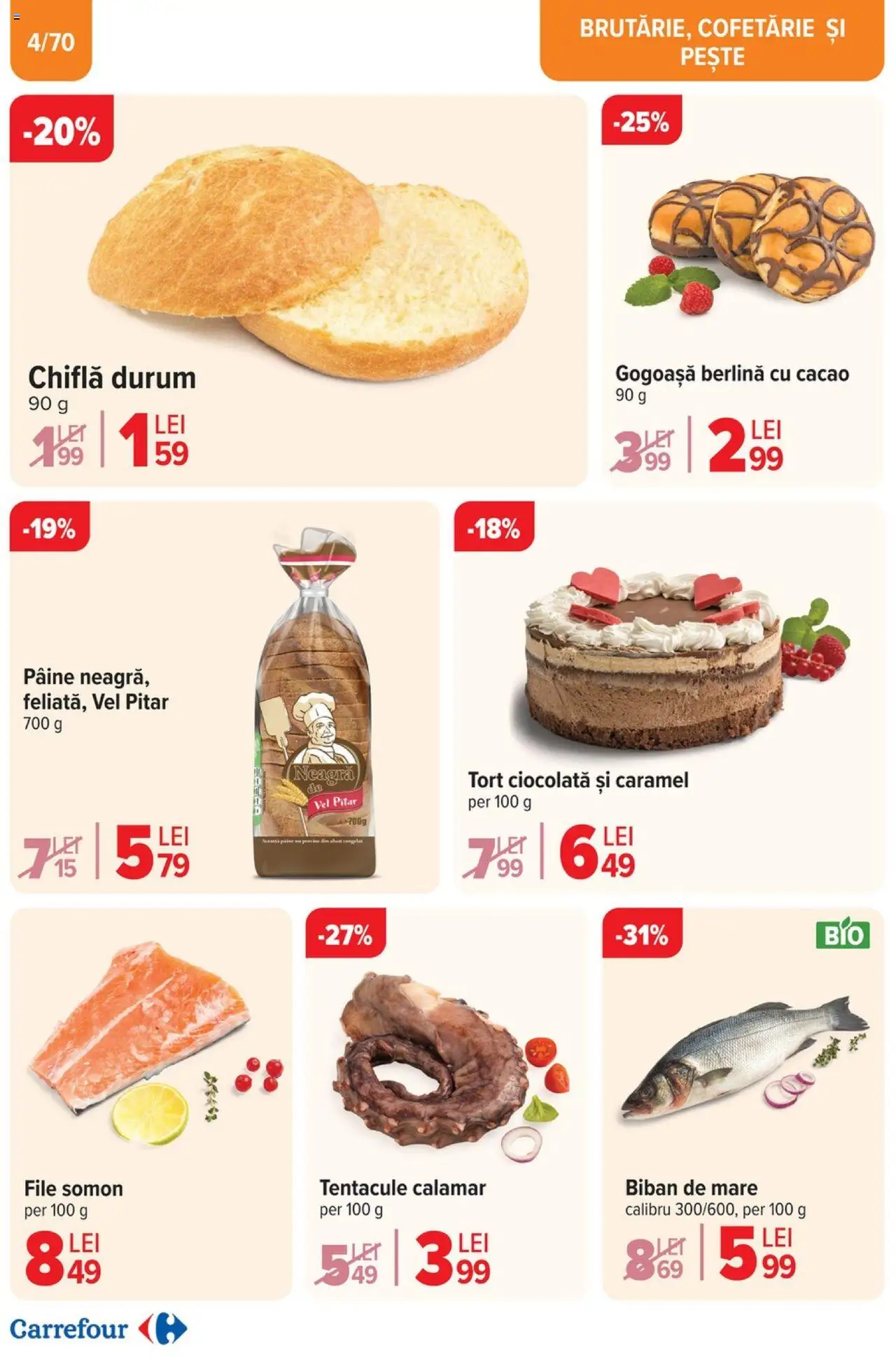 Catalog Carrefour 19 - 25 Februarie 2025 | Pagina 4 | Produse: Tort, Ciocolată, Pește, Cacao