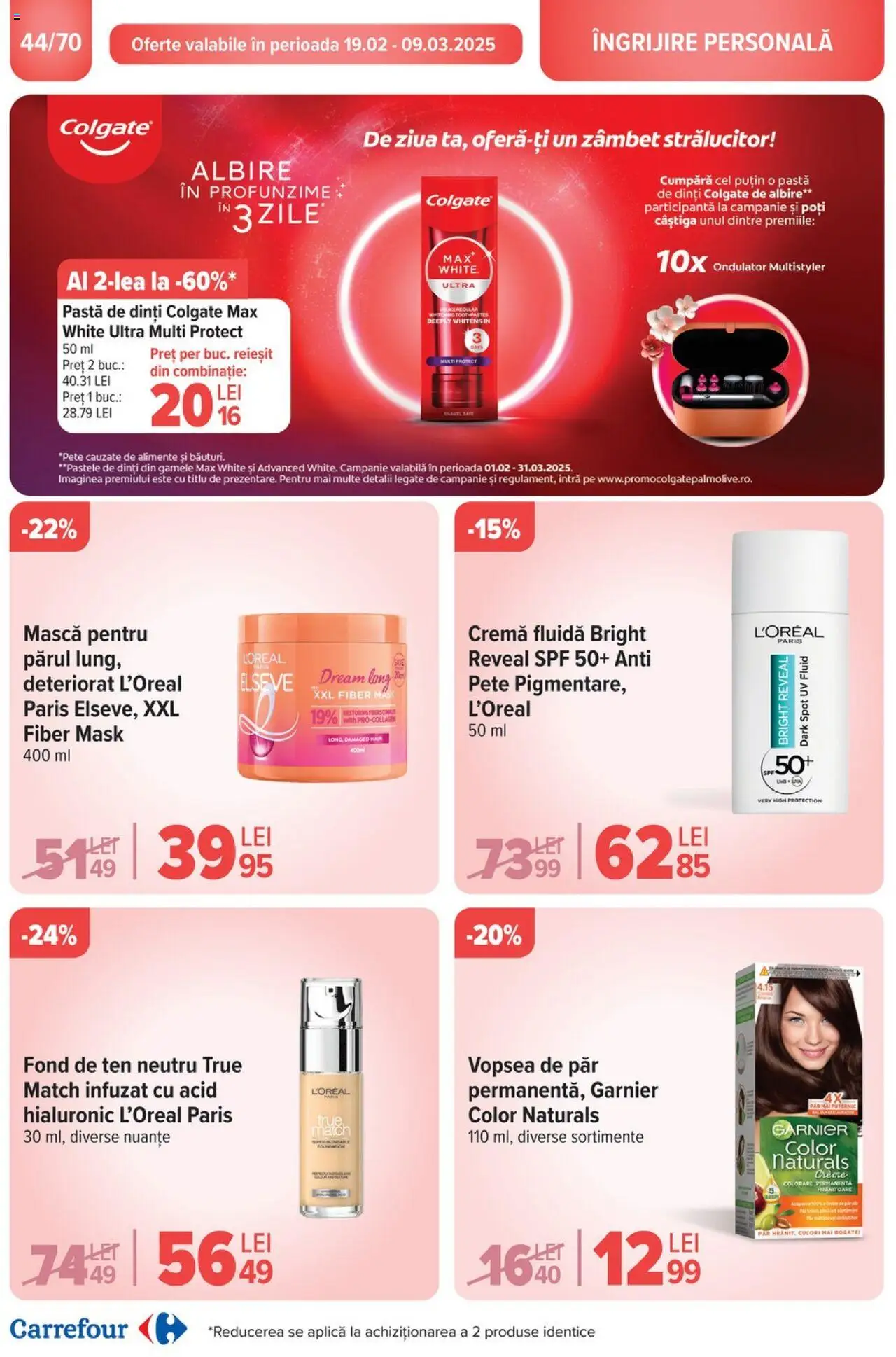 Catalog Carrefour 19 - 25 Februarie 2025 | Pagina 46 | Produse: Fond de ten, Vopsea, Ondulator, Pastă de dinți