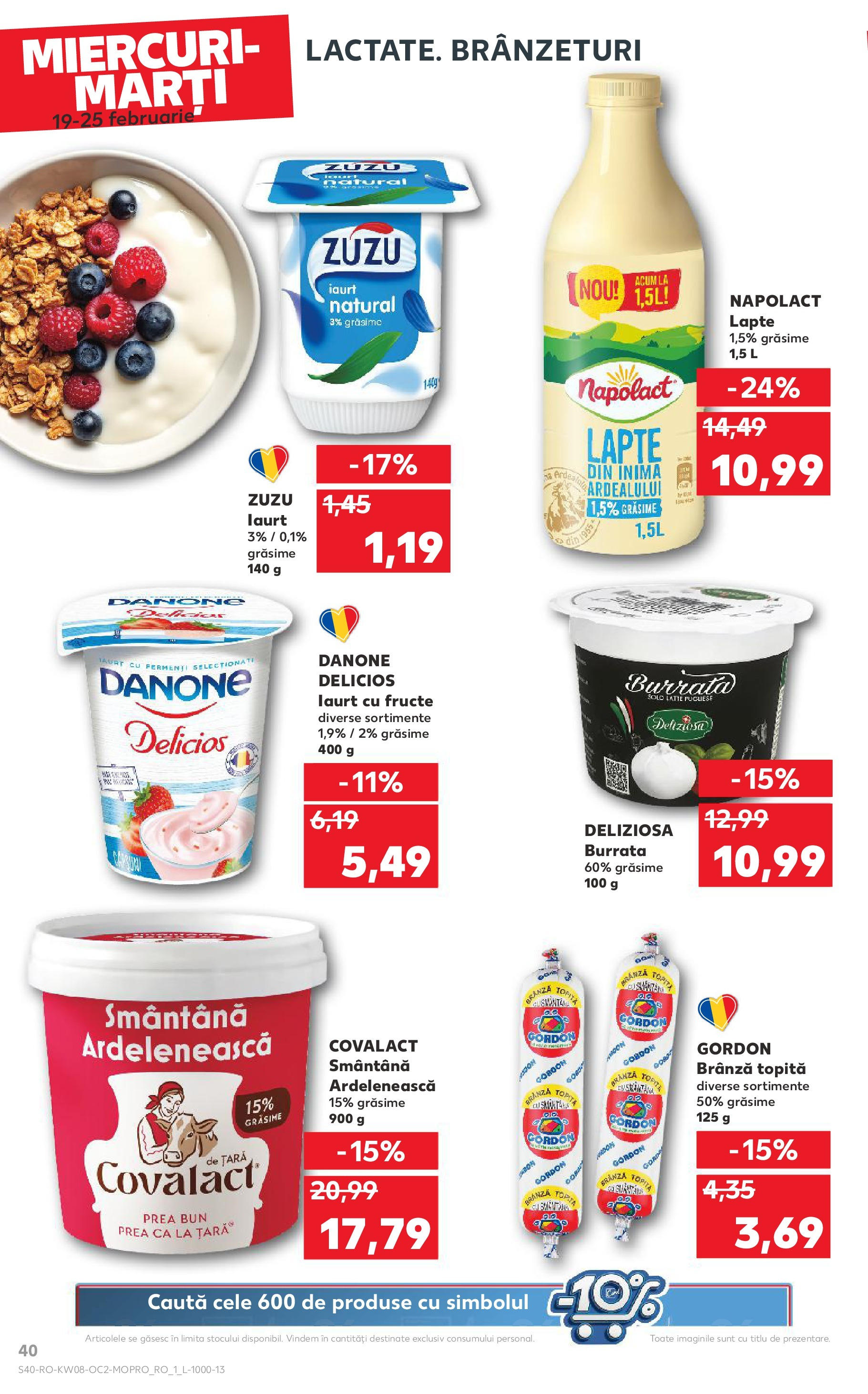 Catalog Kaufland 19 - 25 Februarie 2025 | Pagina 40 | Produse: Lapte, Brânză, Smântână, Fructe
