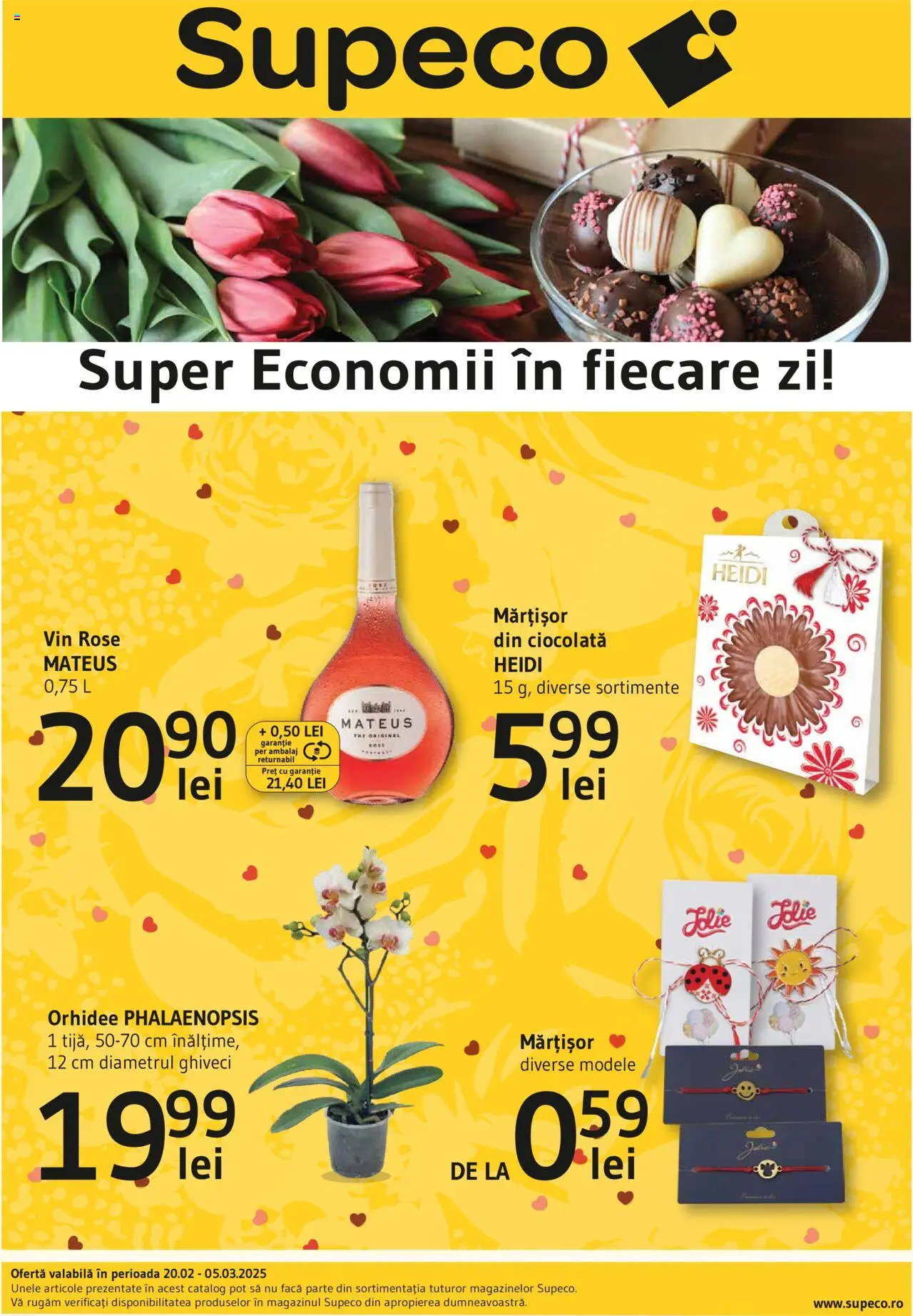 Catalog Supeco 20 Februarie - 5 Martie 2025 | Pagina 1 | Produse: Orhidee, Ghiveci, Ciocolată, Vin
