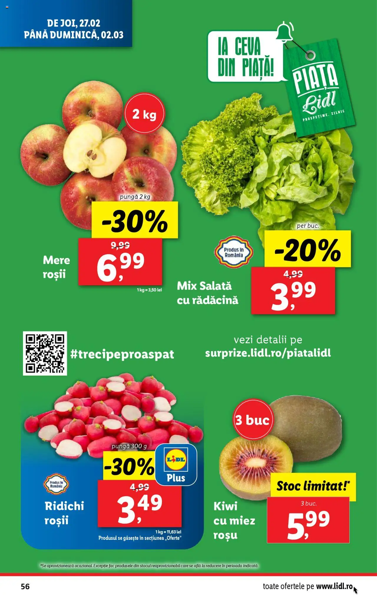 Catalog LIDL 24 Februarie - 2 Martie 2025 | Pagina 56 | Produse: Pungă, Mere, Kiwi, Salată