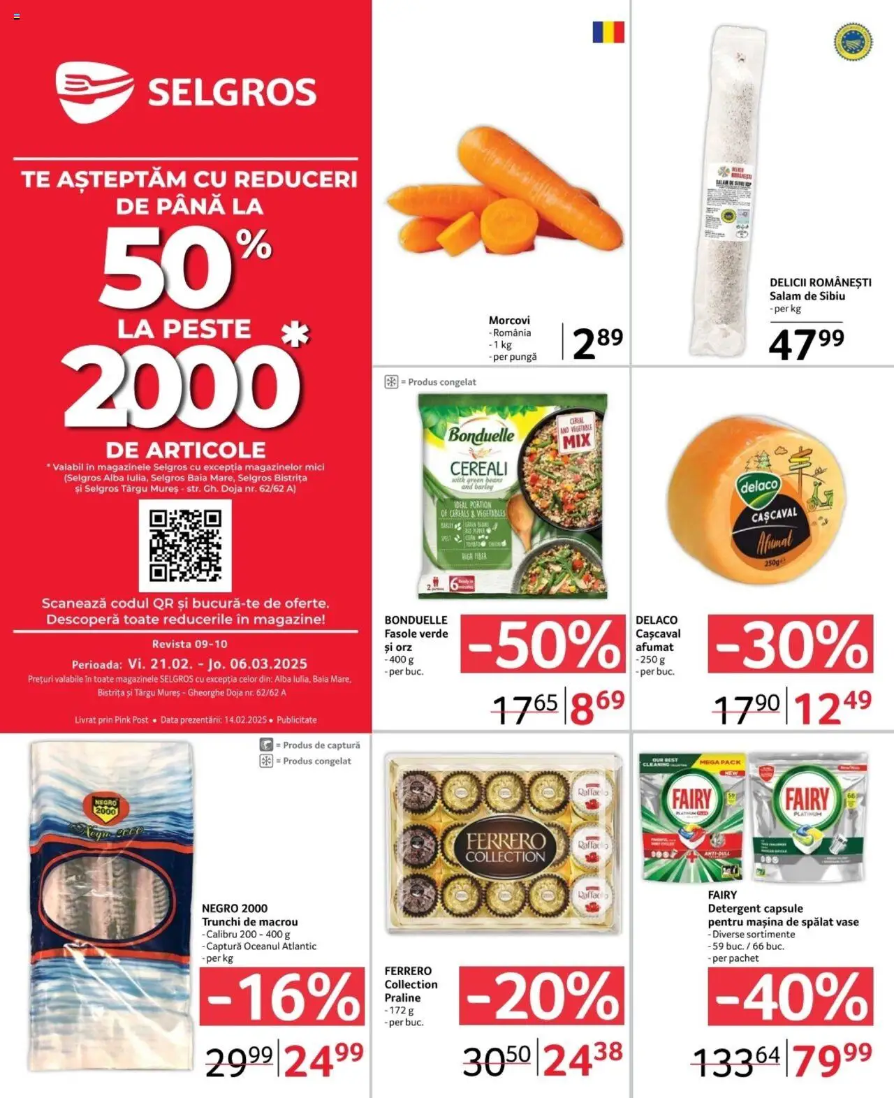 Catalog Selgros 21 Februarie - 6 Martie 2025 | Pagina 1 | Produse: Cașcaval, Praline, Soda, Pește