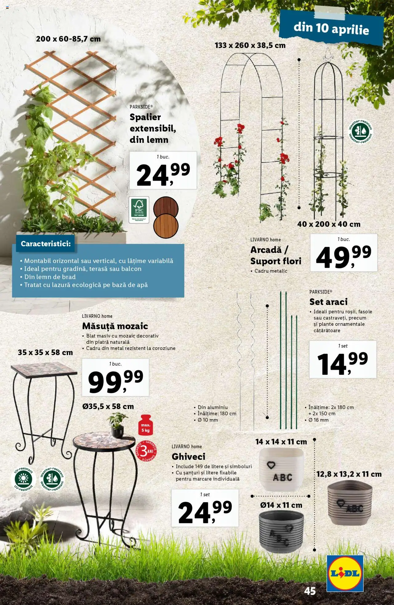 Catalog LIDL 24 Februarie - 13 Aprilie 2025 | Pagina 45 | Produse: Ghiveci, Lazură, Apă