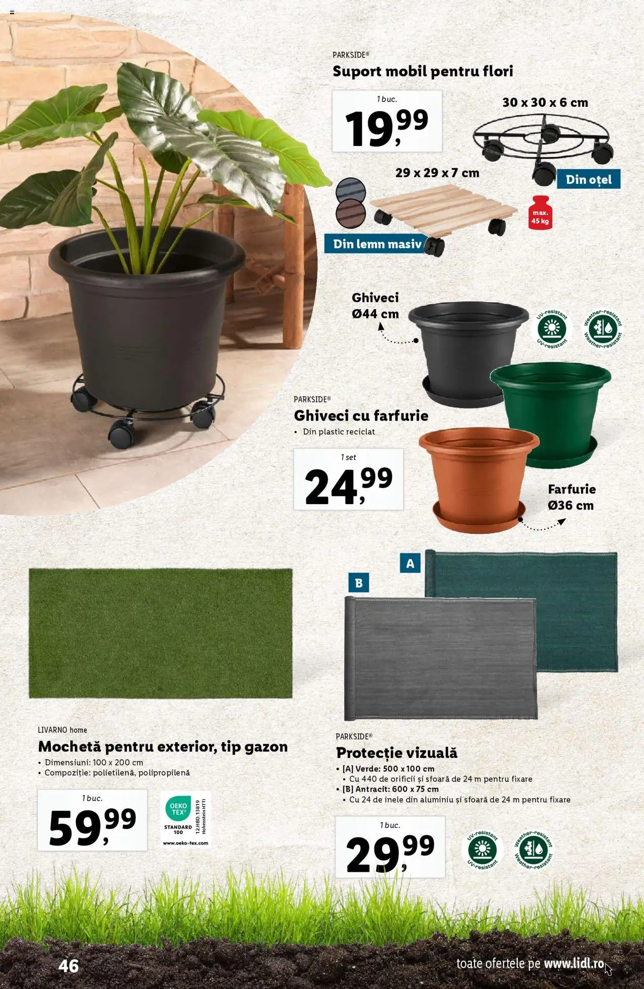 Catalog LIDL 24 Februarie - 13 Aprilie 2025 | Pagina 46 | Produse: Mochetă, Ghiveci, Farfurie